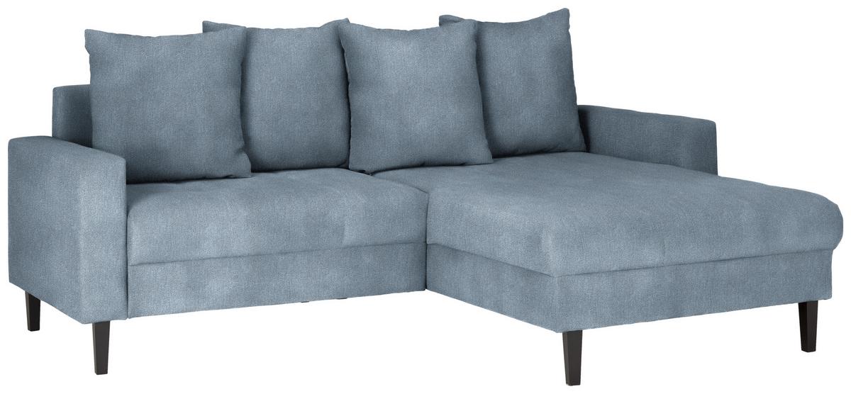 Ecksofa Boston Hellblau - Schwarz/Hellblau, KONVENTIONELL, Holz/Textil (215/92/160cm) - Based