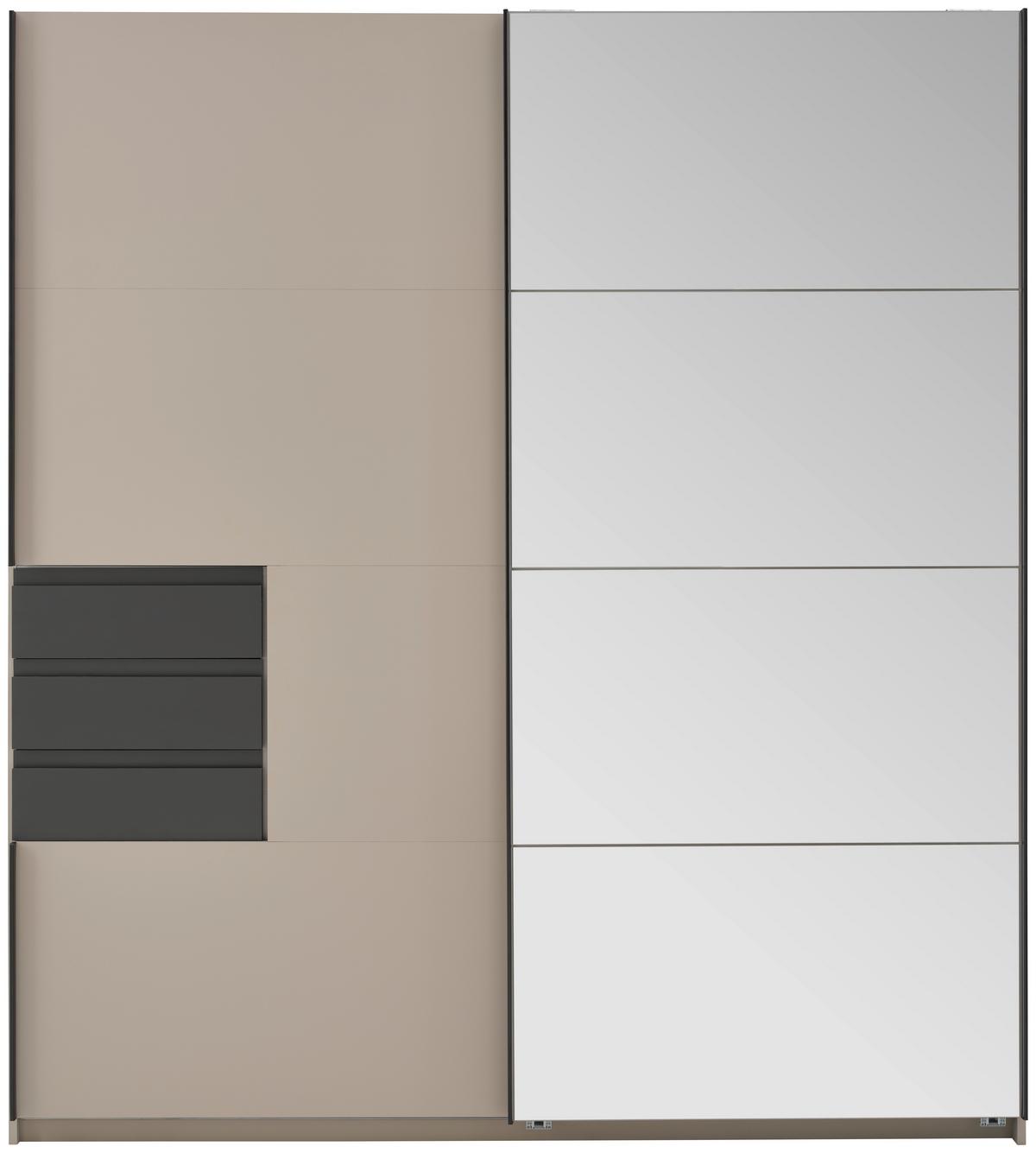 DULAP USI CULISANTE OSNABRÜCK - sahara/grafit, Trend, sticlă/material pe bază de lemn (180/198/65cm)