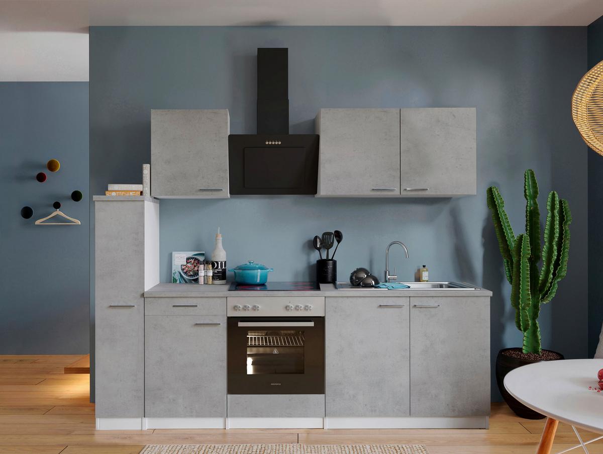 Kuhinjski Blok Z Aparati Malia, 240cm - barve nerjavečega jekla/siva, Basics, kovina/leseni material (240cm) - Respekta