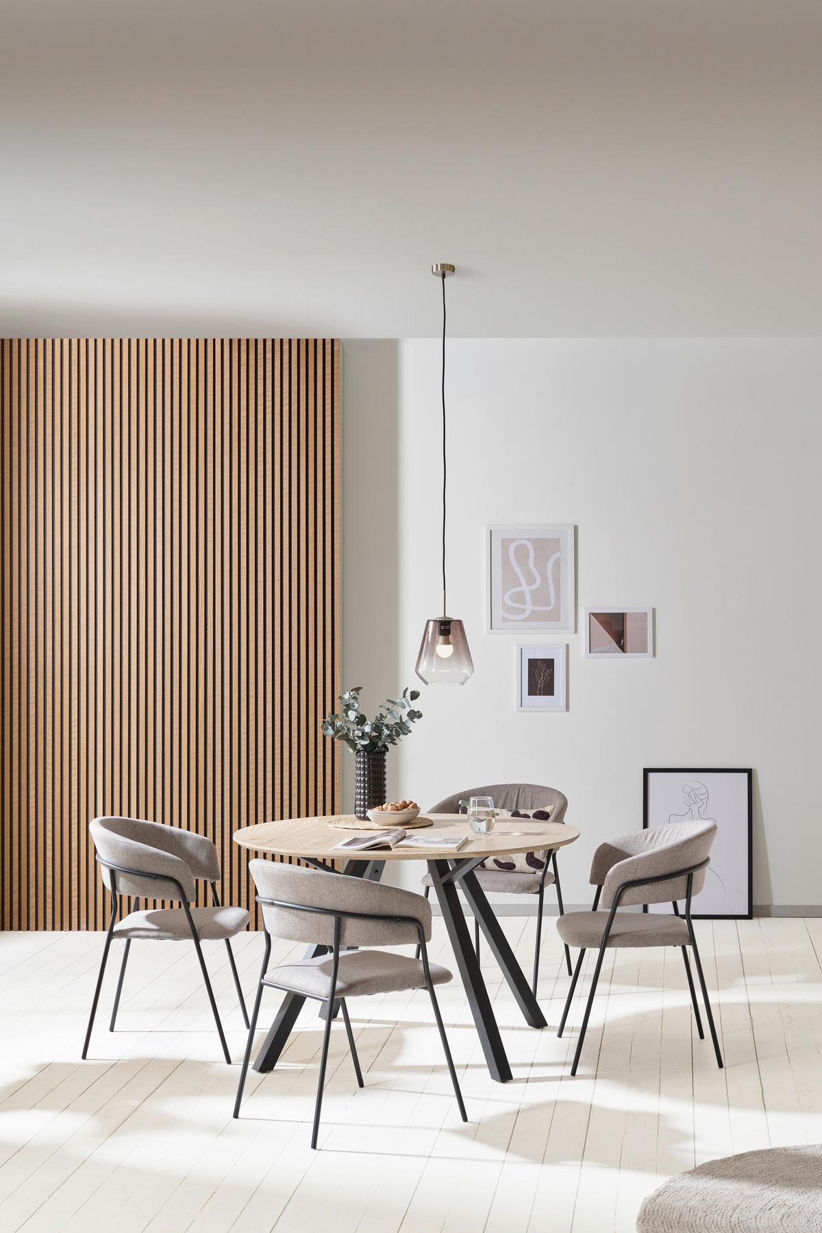Masa ARNO 120 - culoare natur/negru, Konventionell, metal/material pe bază de lemn (120/76/120cm)
