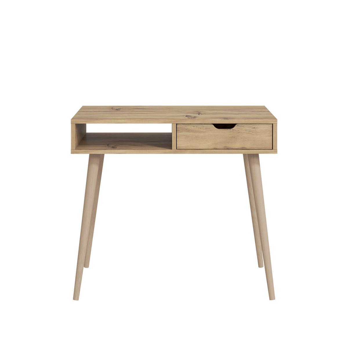 Schreibtisch Offer Nussbaumfarben ca.90x60x80cm - Eichefarben/Nussbaumfarben, Design, Holzwerkstoff (90/60/80cm) - Livetastic