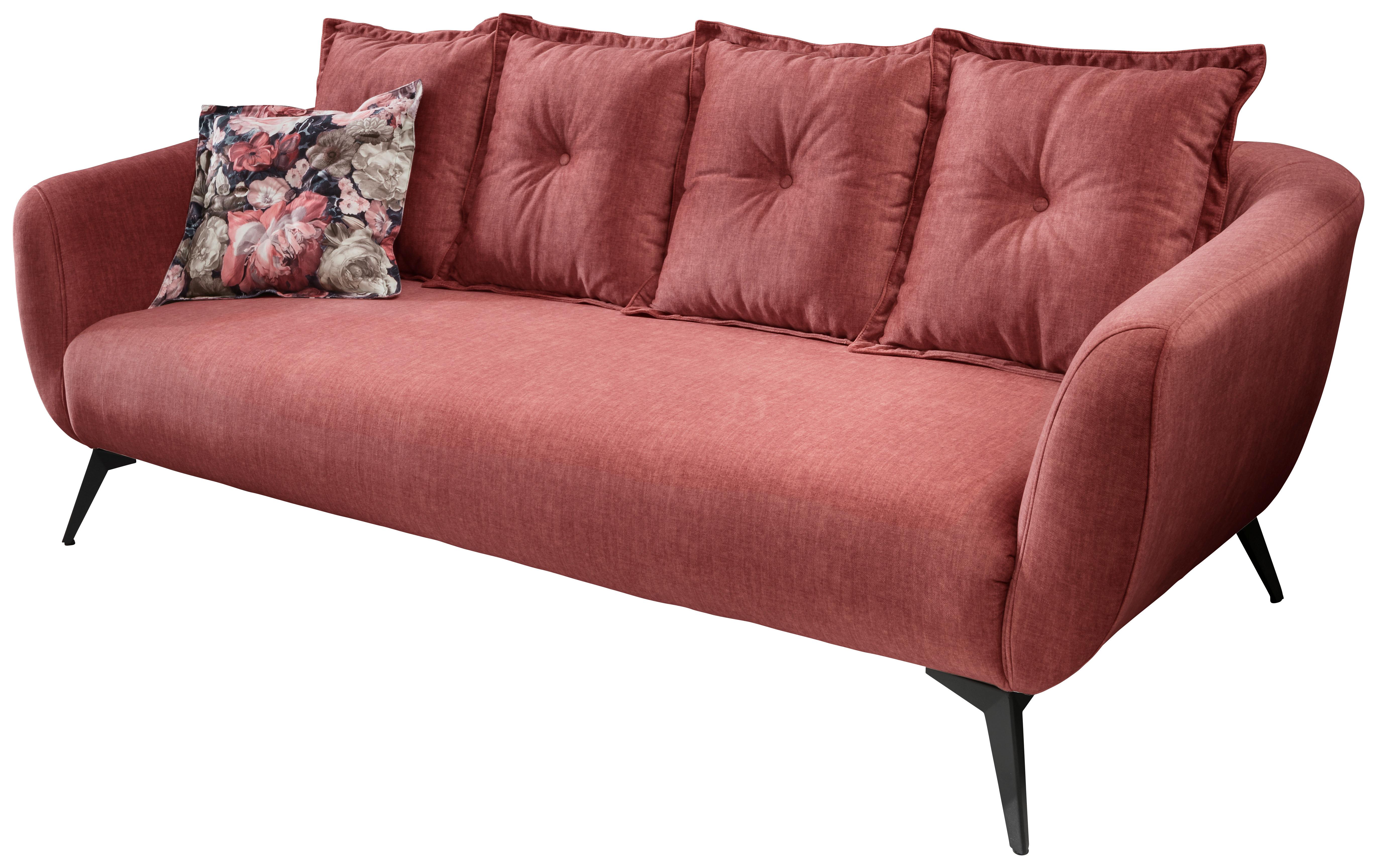 3-Sitzer-Sofa Baggio Koralle Velours - Koralle/Multicolor, Basics, Holz/Textil (236/94/103cm) - Livetastic