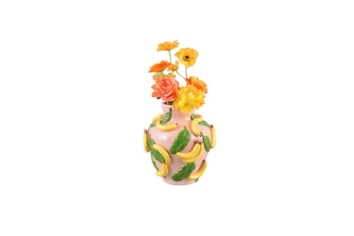 Dekovase Bana Gelb/Grün/Rosa - Gelb/Rosa, Basics, Keramik (24/24/26cm)