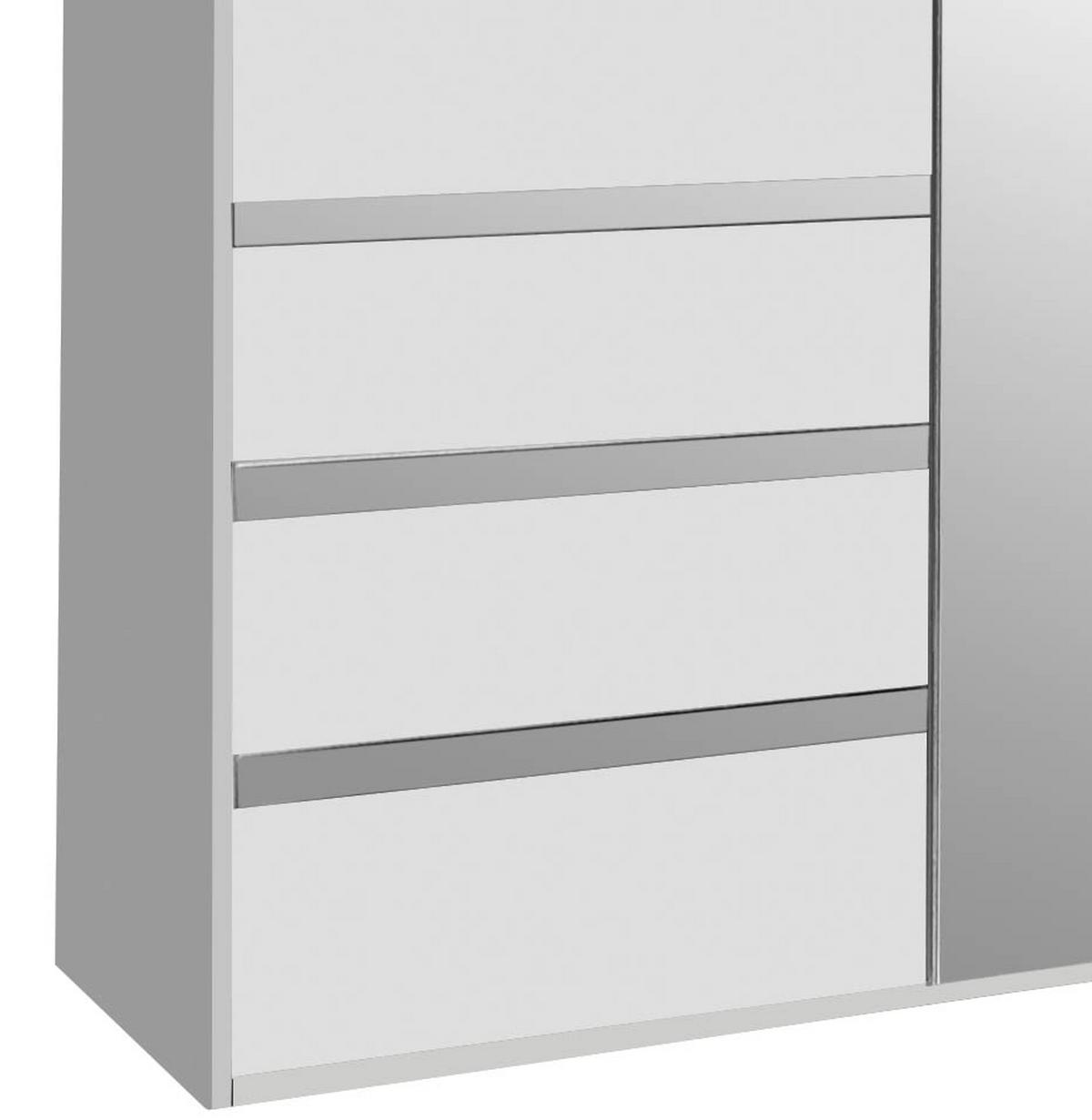 Drehtürenschrank Level 36A mit Spiegel ca. 200 cm Alpinweiß - Chromfarben/Silberfarben, MODERN, Glas/Holzwerkstoff (200/216/58cm) - MID.YOU