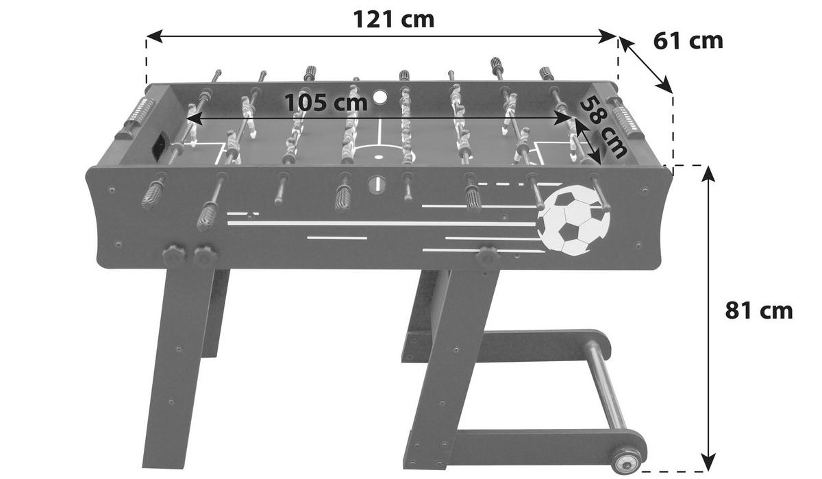 Tischfußball Scorpion Kick in Schwarz - Schwarz, MODERN, Holz (121/61/81cm) - Ambia Garden