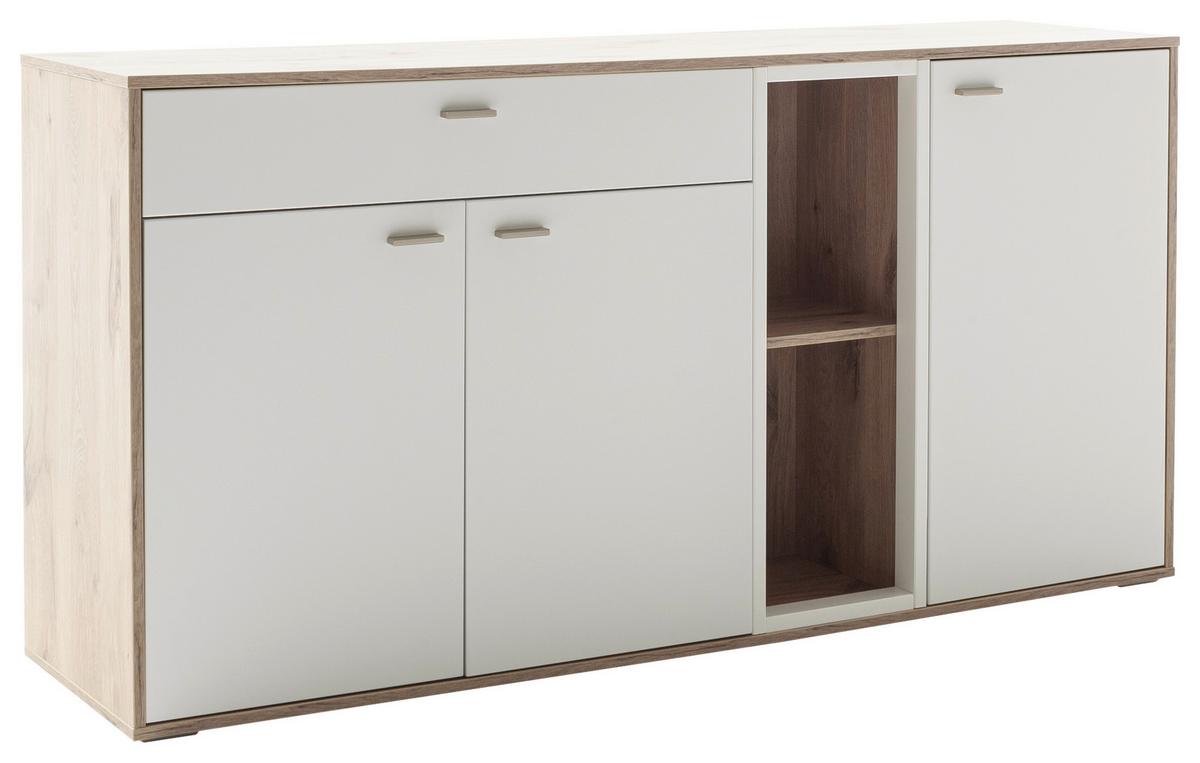 Sideboard Santerno Weiß/Eichefarben - Eichefarben/Weiß, KONVENTIONELL, Holzwerkstoff/Metall (168/85/44cm) - Mömax