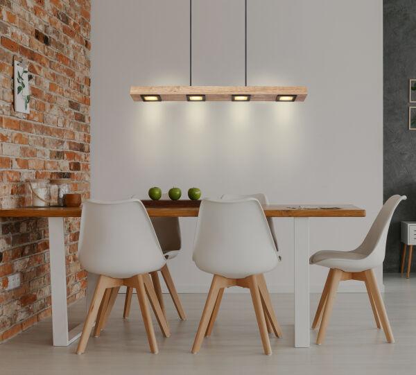 LAMPA WISZĄCA LED 56247-6HB - czarny/ciemnobrązowy, Natur, metal/drewno (80/8/120cm) - Globo