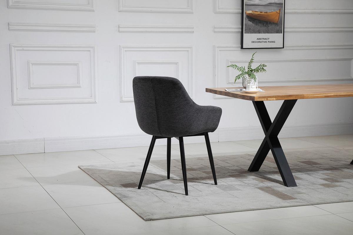 Set Naslanjačev Lena, Antracit, 2-Delni - črna/antracit, Moderno, kovina/tekstil (64/86/59cm) - Livetastic