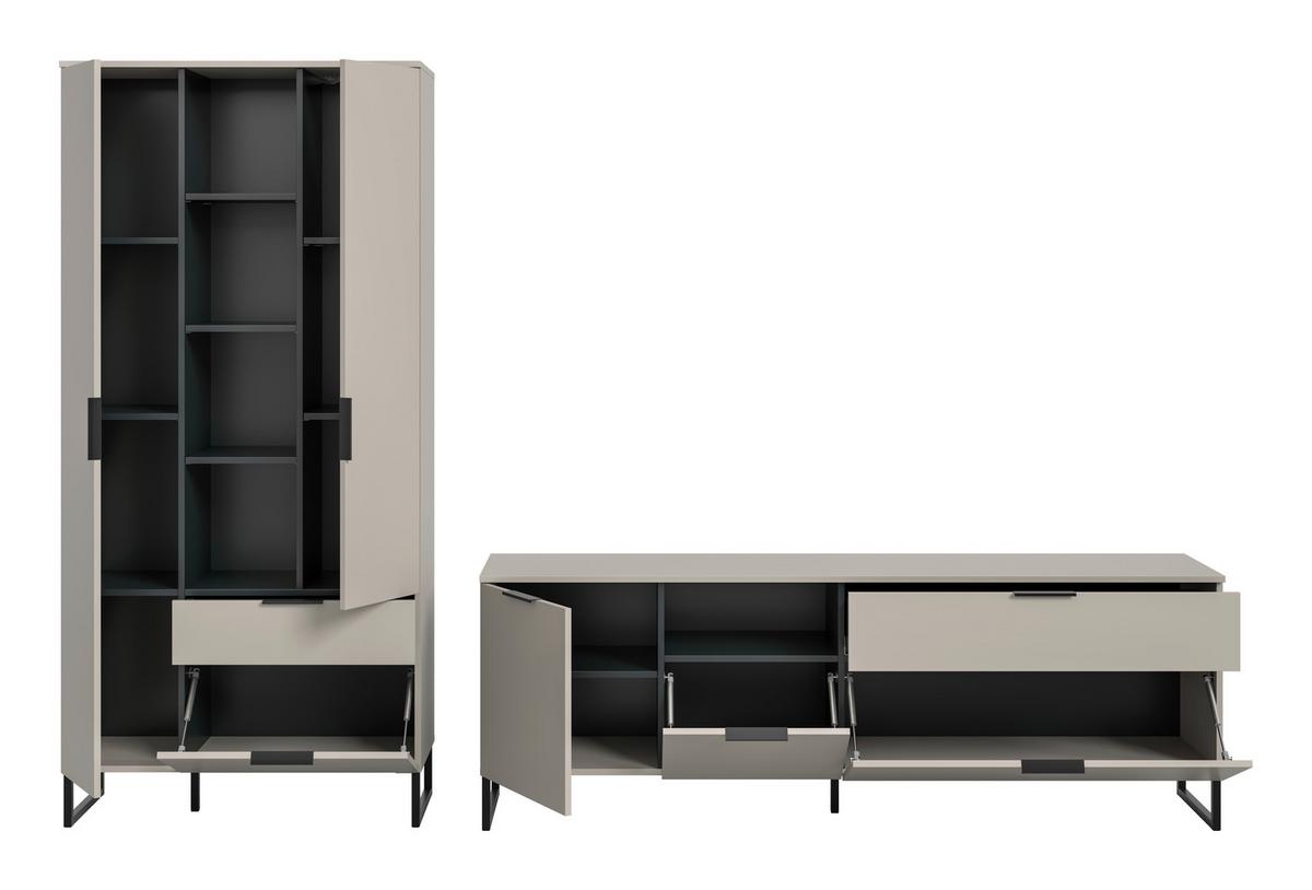 Dnevni Regal Noida, Kašmir, Črna, 2-Delni - kašmir/črna, Design, kovina/leseni material (290/192/41cm) - Livetastic