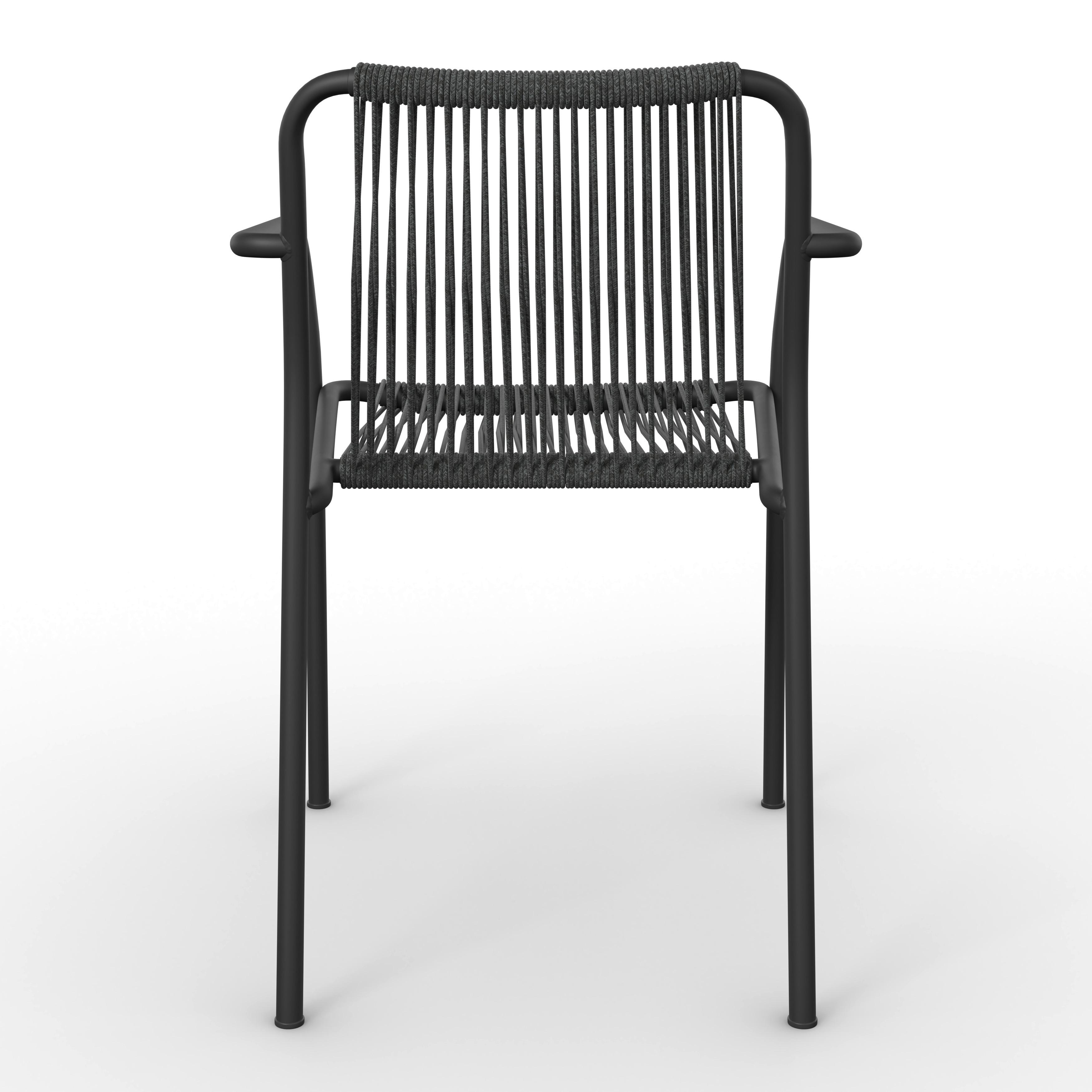 TRÄDGÅRDSSTOLAR SET NARDO - mörkgrå/svart, Modern, metall/textil (55/82/58cm) - Bessagi Garden