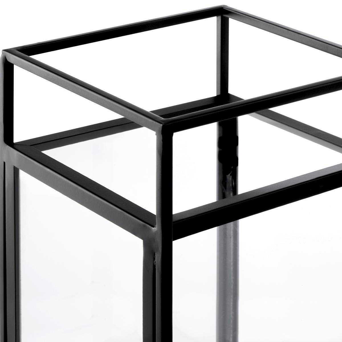 LATARNIA TARA - kolor naturalny/czarny, Modern, materiał drewnopochodny/metal (15/30/15cm) - Bessagi Home