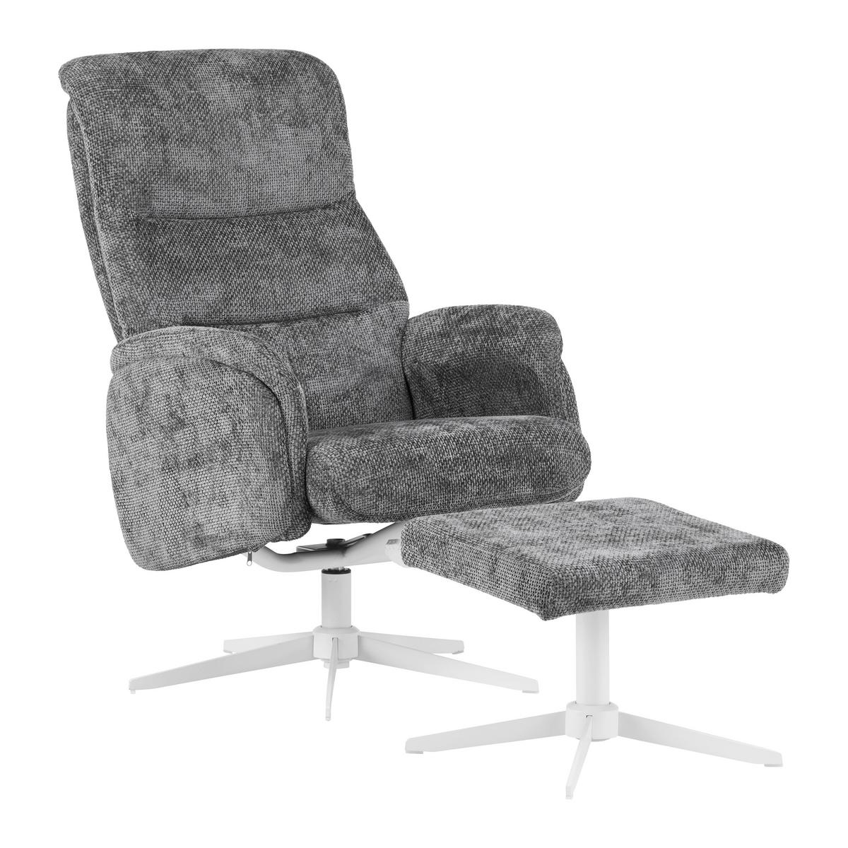 RELAXSESSEL STAR - Weiss/Graphitfarben, Modern, Textil/Metall (72/107-95/86-110cm) - Mömax