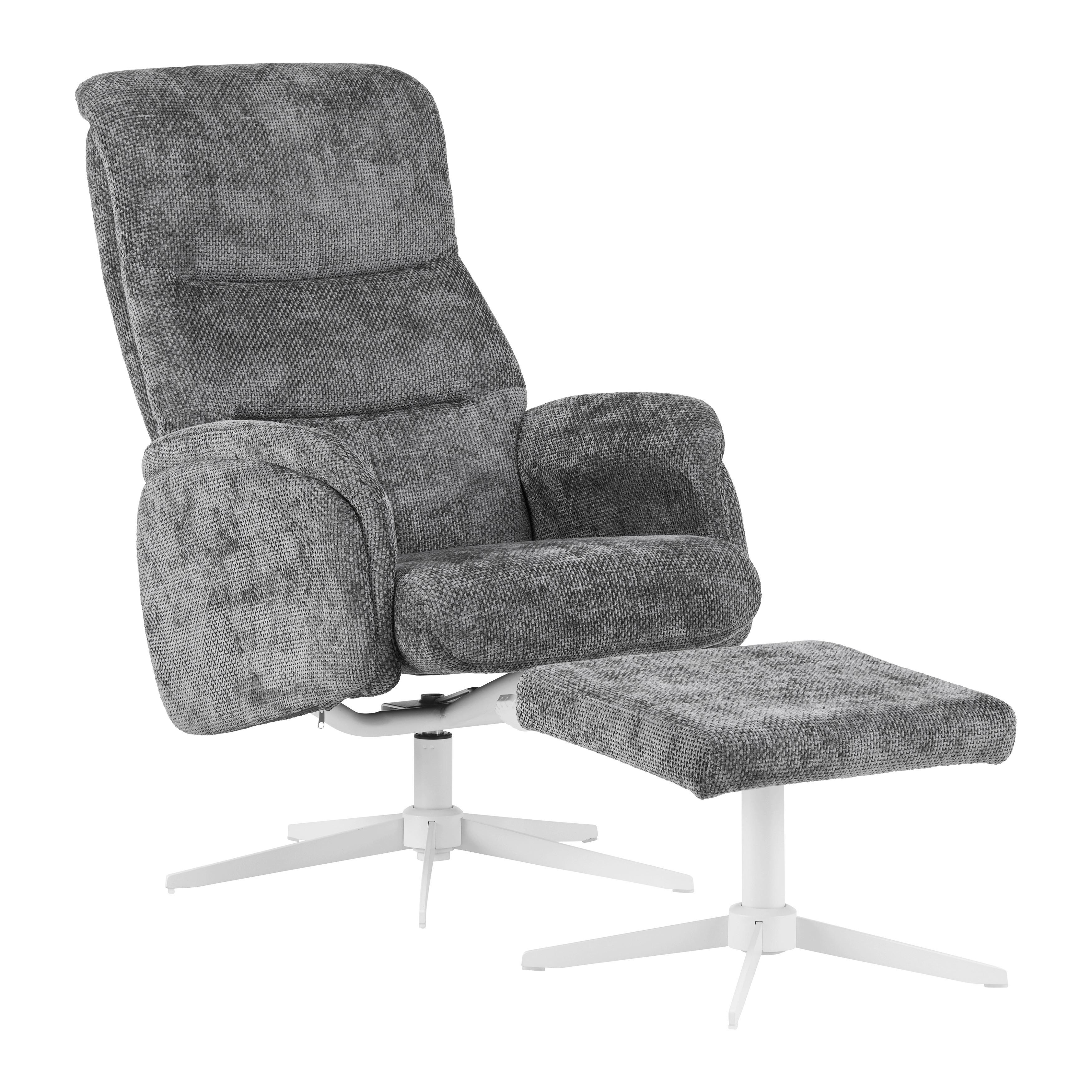 RELAXFÅTÖLJ STAR - vit/grafitfärgad, Modern, metall/textil (72/107-95/86-110cm) - Mömax