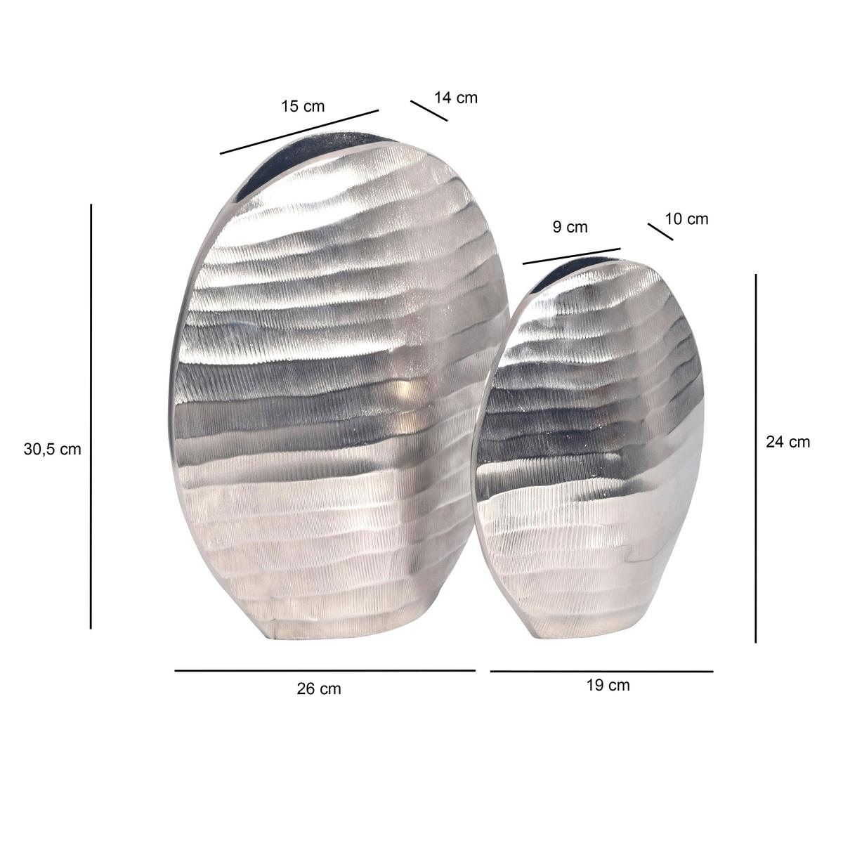 DEKOVASE Dekovase 2er Set Silber - Silberfarben, Design, Metall (26/30,5/14cm) - Livetastic