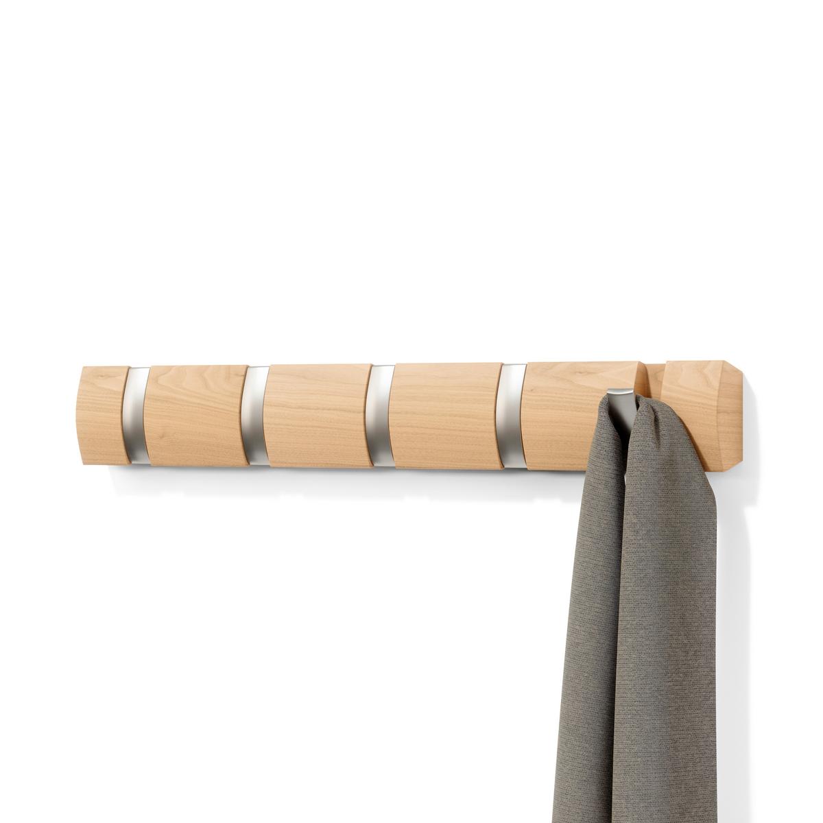 Hakenleiste Flip 5 Naturfarben - Naturfarben, MODERN, Holz/Kunststoff (51/6/3cm) - Mömax