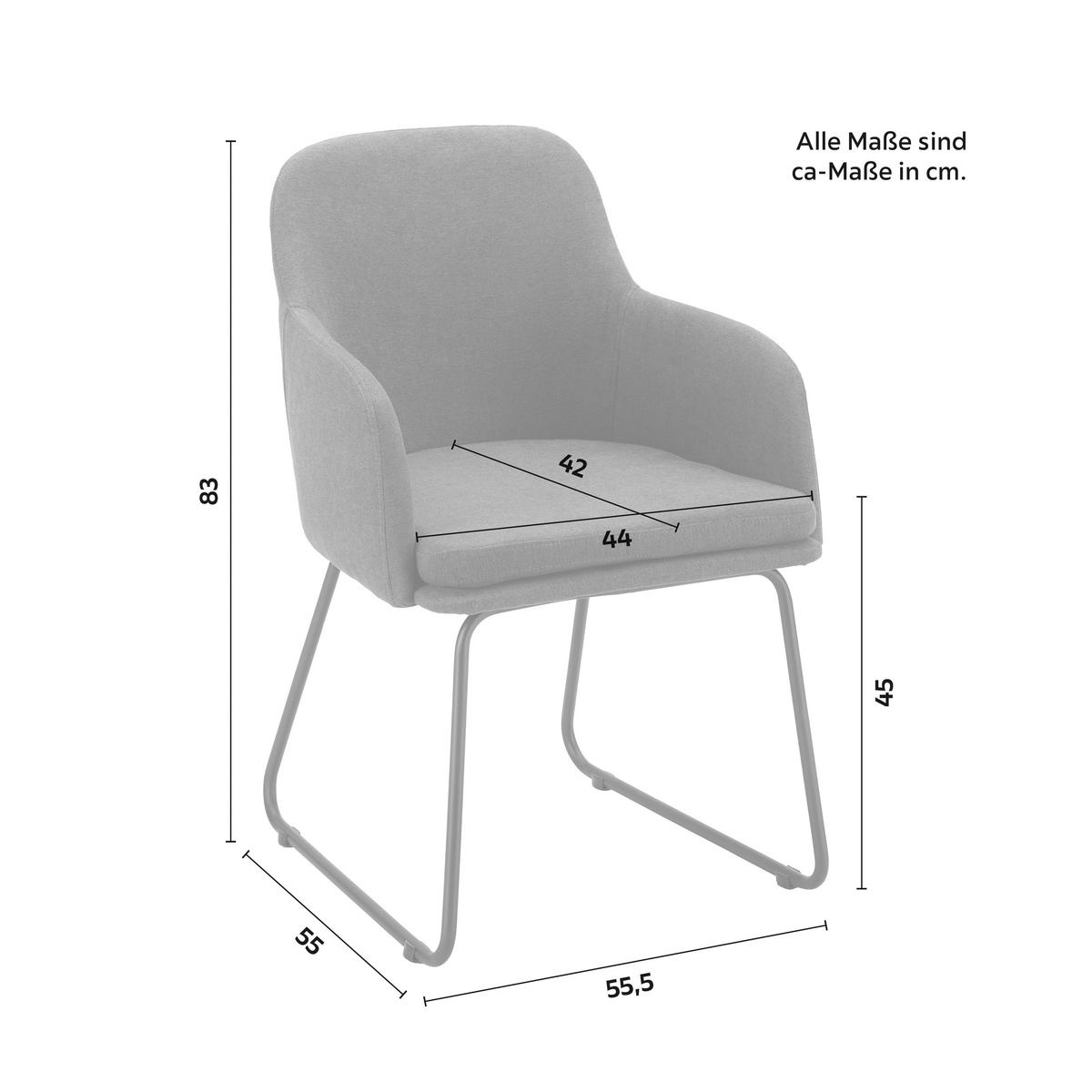 KRZESŁO Z PODŁOKIETNIKAMI MIA - ciemnoszary/czarny, Modern, metal/tkanina (55,5/83/55cm) - Bessagi Home