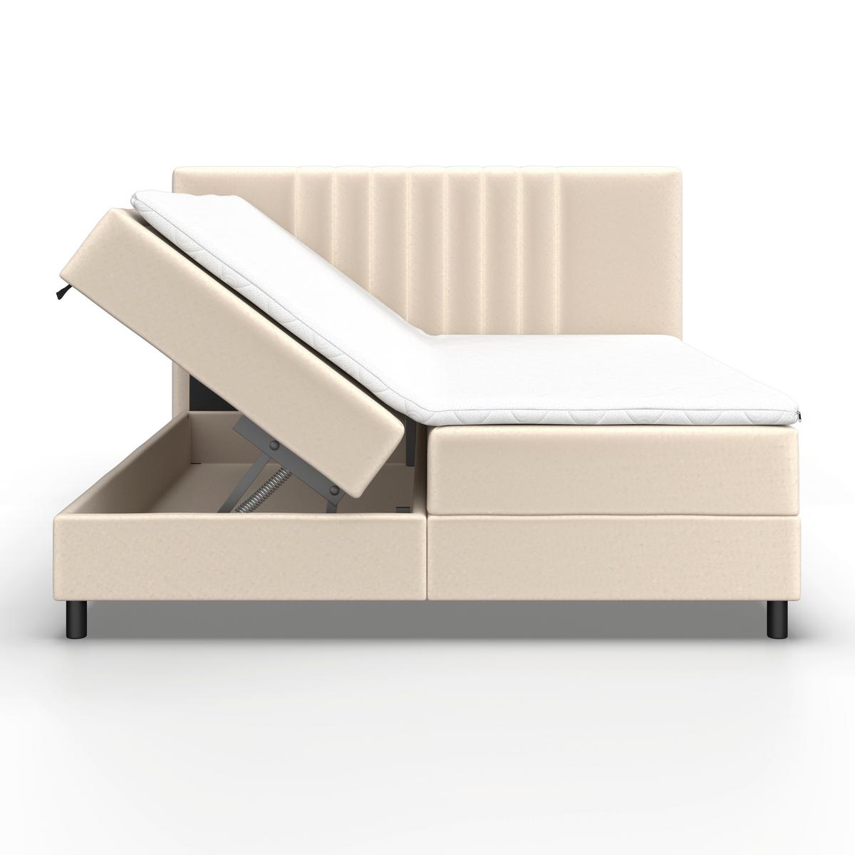Boxbett Roma ca. 180x200 cm Beige mit Topper - Beige/Schwarz, MODERN, Holz/Textil (180/200cm) - Bessagi Home