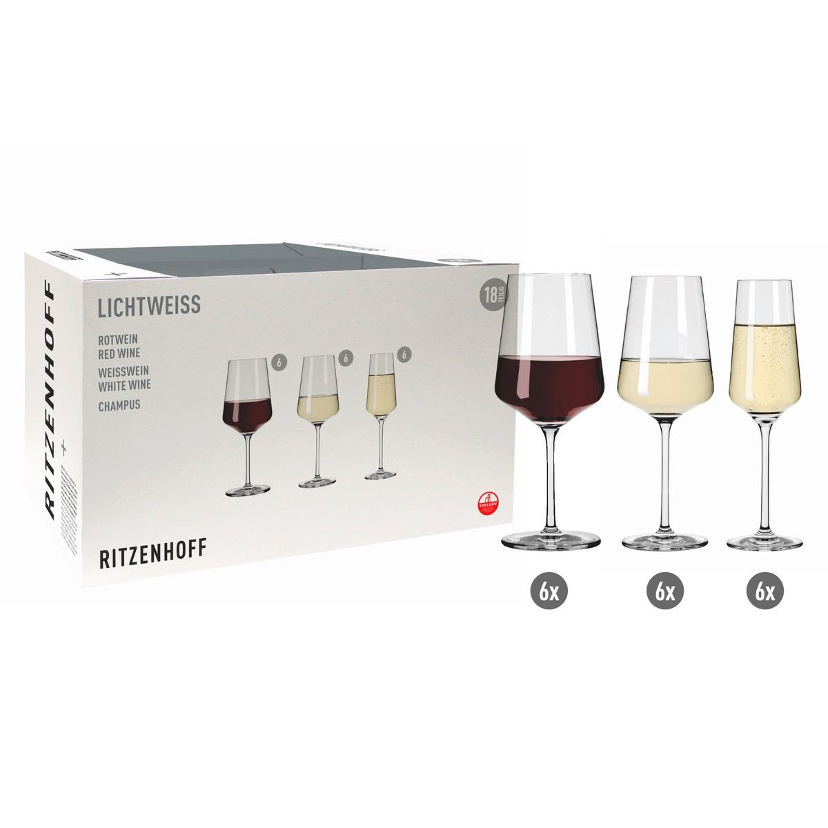 KOMPLET SZKŁA STOŁOWEGO 6191020 - przezroczysty, Basics, szkło (55,9/34,6/31,2cm) - Ritzenhoff
