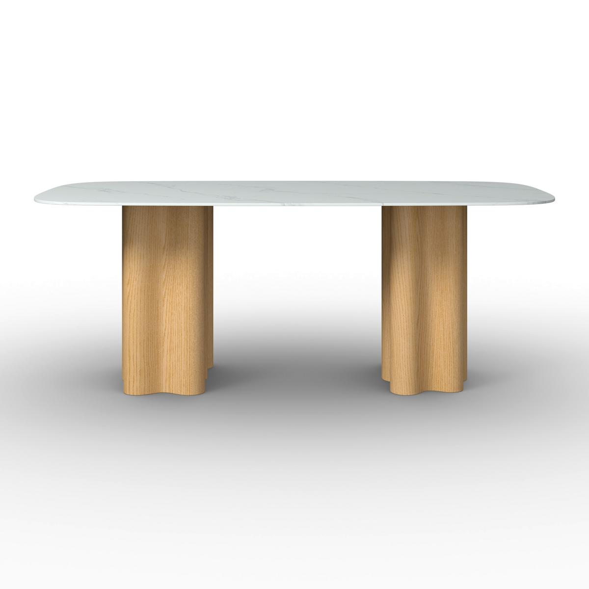 Étkezőasztal Elenya - tölgyfa színű/fehér, Modern, faalapú anyag/kő (200/76/100cm) - Bessagi Home