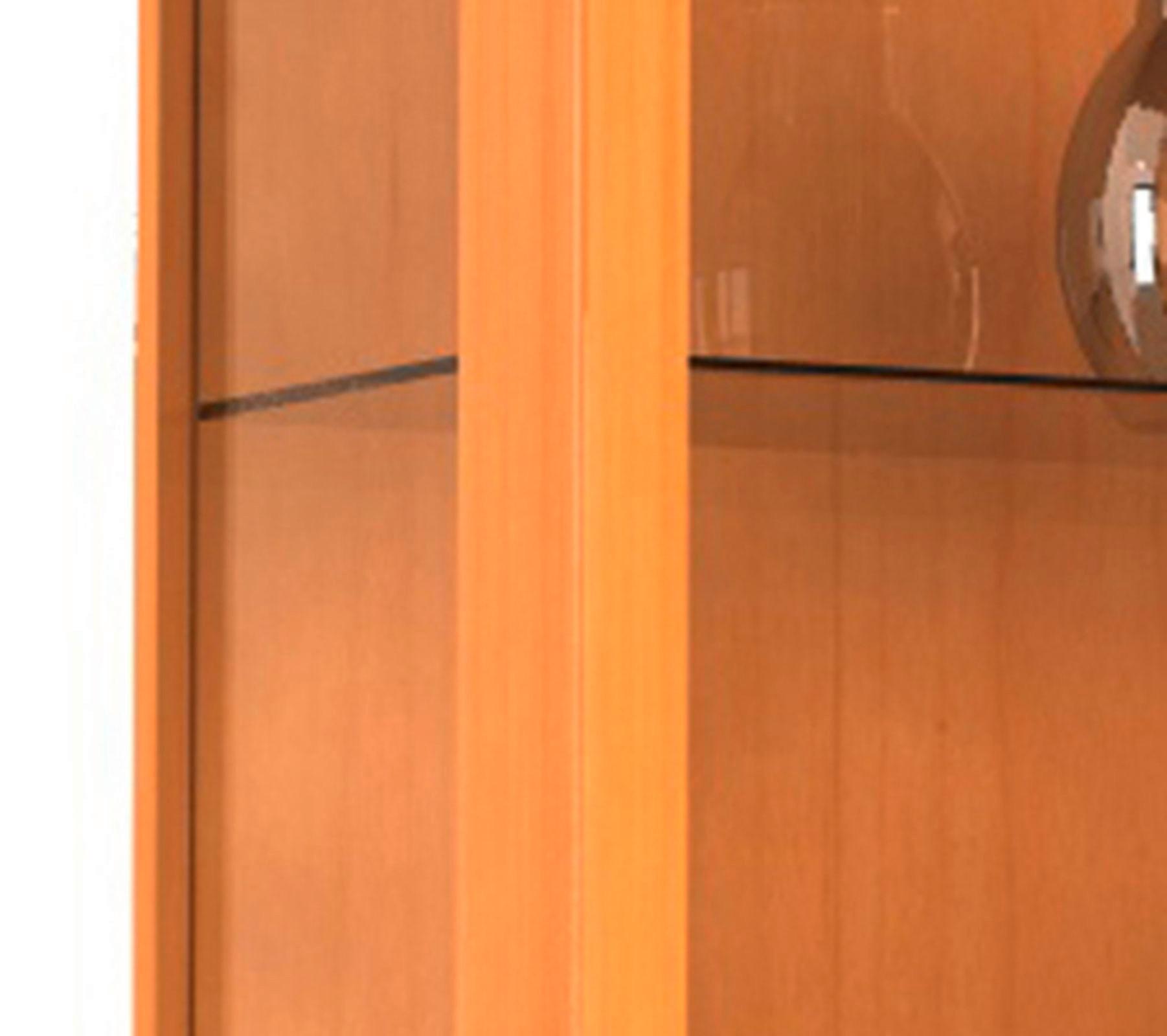 Viseča Vitrina Udina, Barva Bukve, Led - črna/barve bukve, Konvencionalno, umetna masa/steklo (60/80/25cm) - MID.YOU