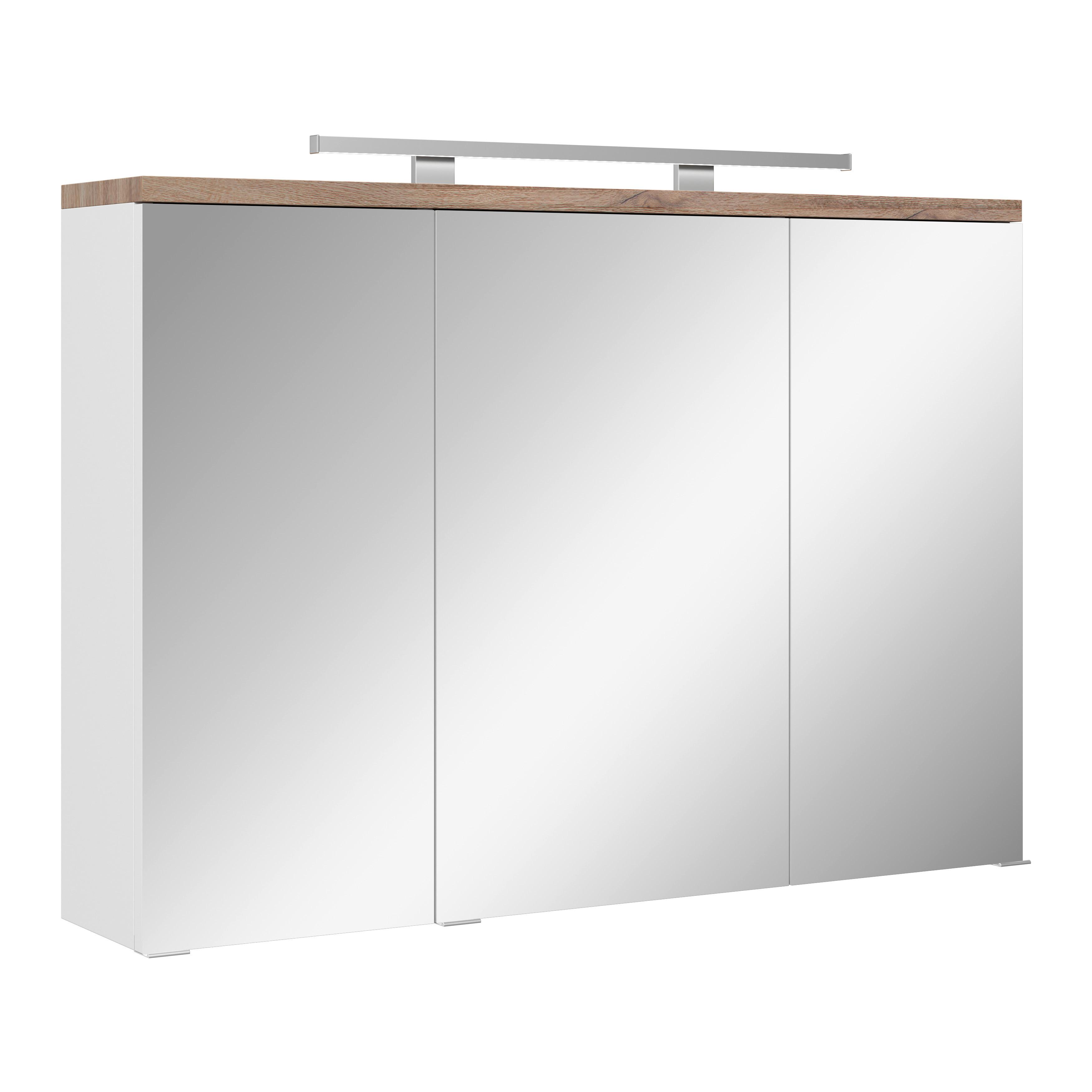 Ormarić Sa Ogledalom Marbella,bela 100/70/20cm - boja hroma/bela, Moderno, staklo/metal (100/70/20cm) - Premium Living