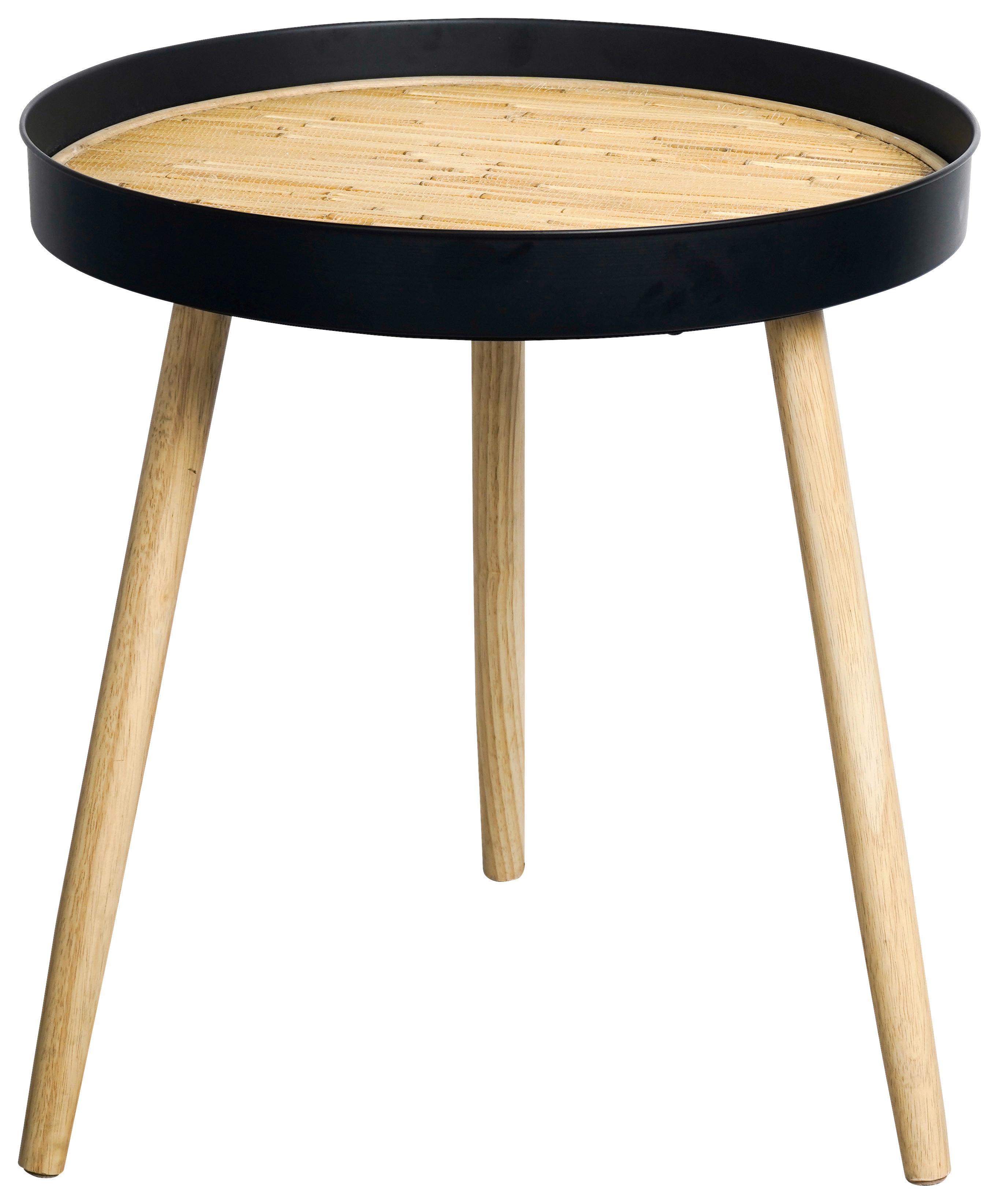 Mizica Rom 2, Jeklo, Les - črna/naravne barve, Moderno, kovina/leseni material (46/52/46cm)