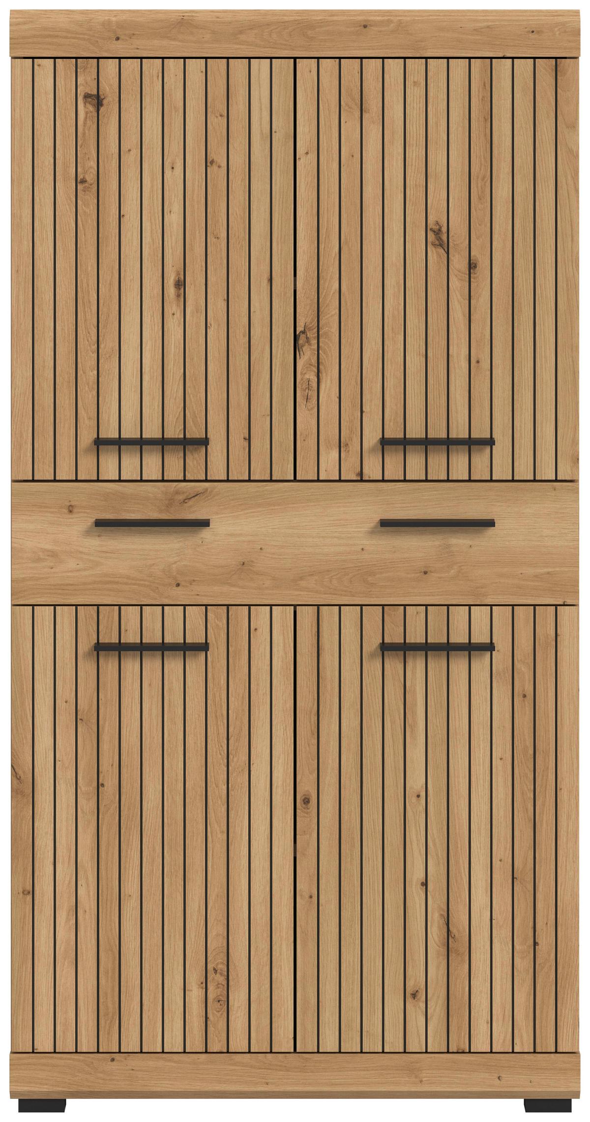 Midischrank Scout Eiche Artisan - Schwarz/Eiche Artisan, Trend, Holzwerkstoff/Kunststoff (74/141/31cm) - MID.YOU
