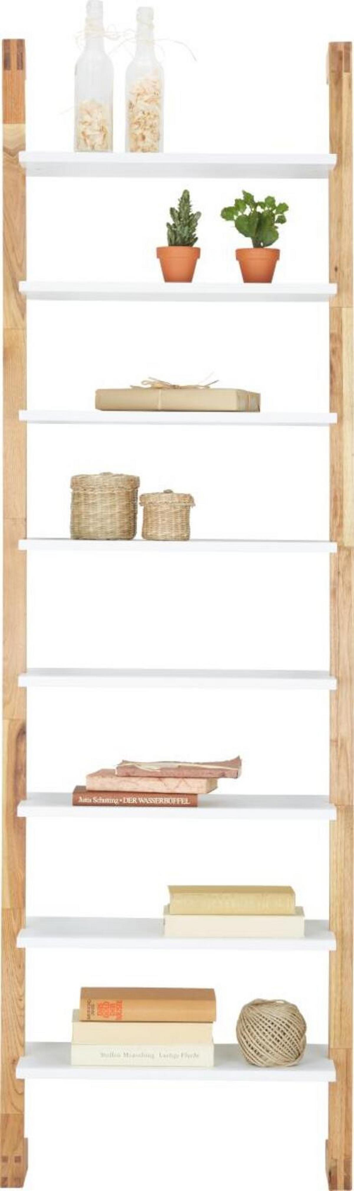 Etajeră DURHAM - alb/culoare natur, Modern, lemn/material pe bază de lemn (55/180/25cm) - Modern Living