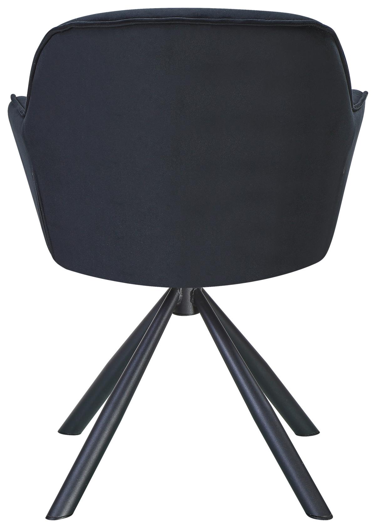 Naslanjač Silvi, Črna, Žamet, Vrtljiv - črna, Konvencionalno, kovina/tekstil (62/85/62cm)