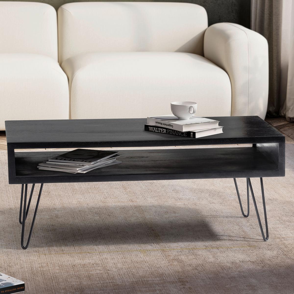 COUCHTISCH WL6.841 - Schwarz, Design, Holz/Metall (100/50/40cm) - MID.YOU
