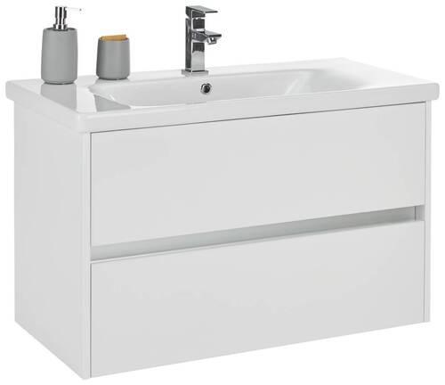 SZAFKA Z UMYWALKĄ OTTAWA -EXKLUSIV- - biały wysoki połysk/biały, Modern, materiał drewnopochodny/ceramika (89,5/55,7/45,5cm) - Mömax