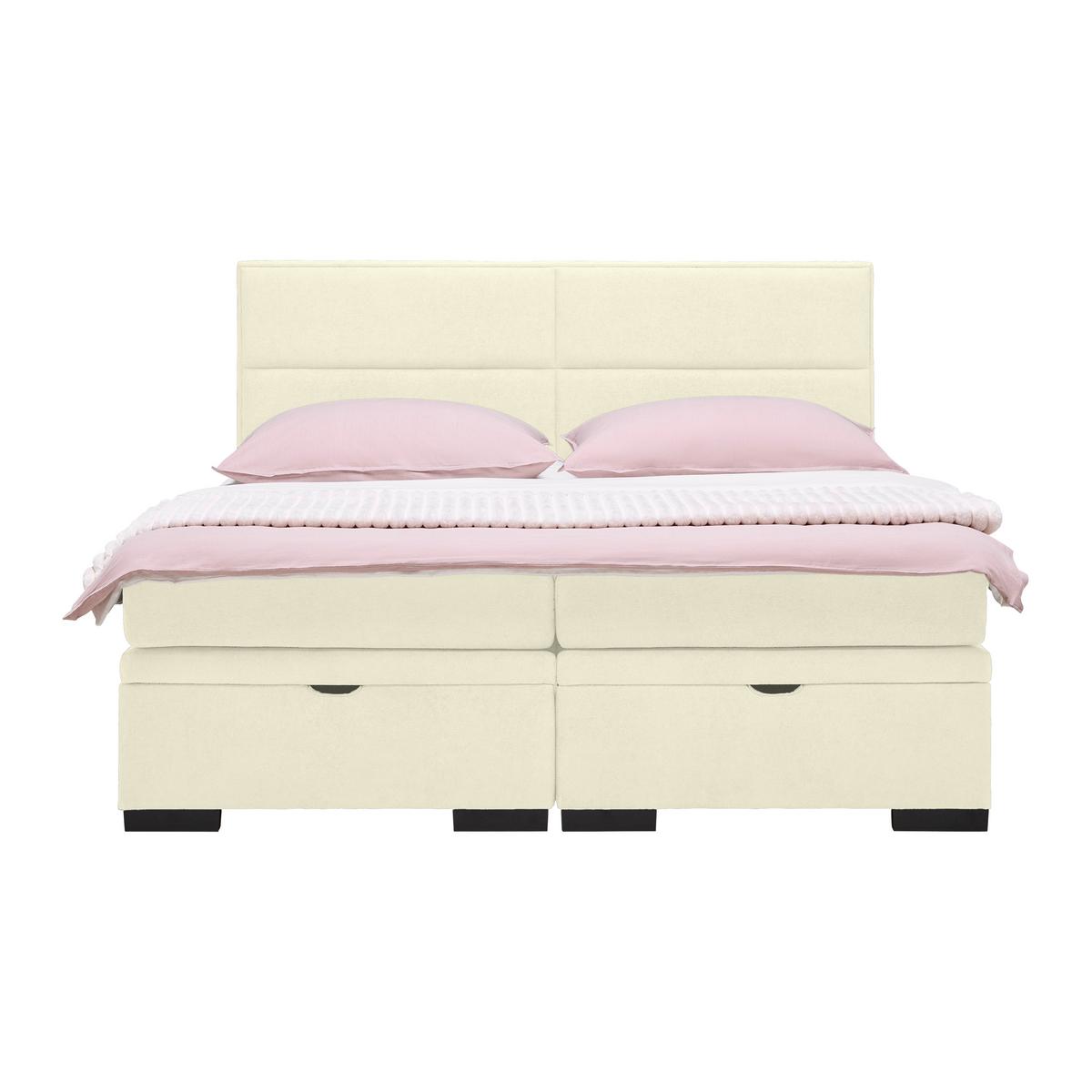 Boxspringbett Ethan Weiss ca. 180x200cm - Weiss/Schwarz, Modern, Kunststoff/Textil (180/200cm) - Premium Living