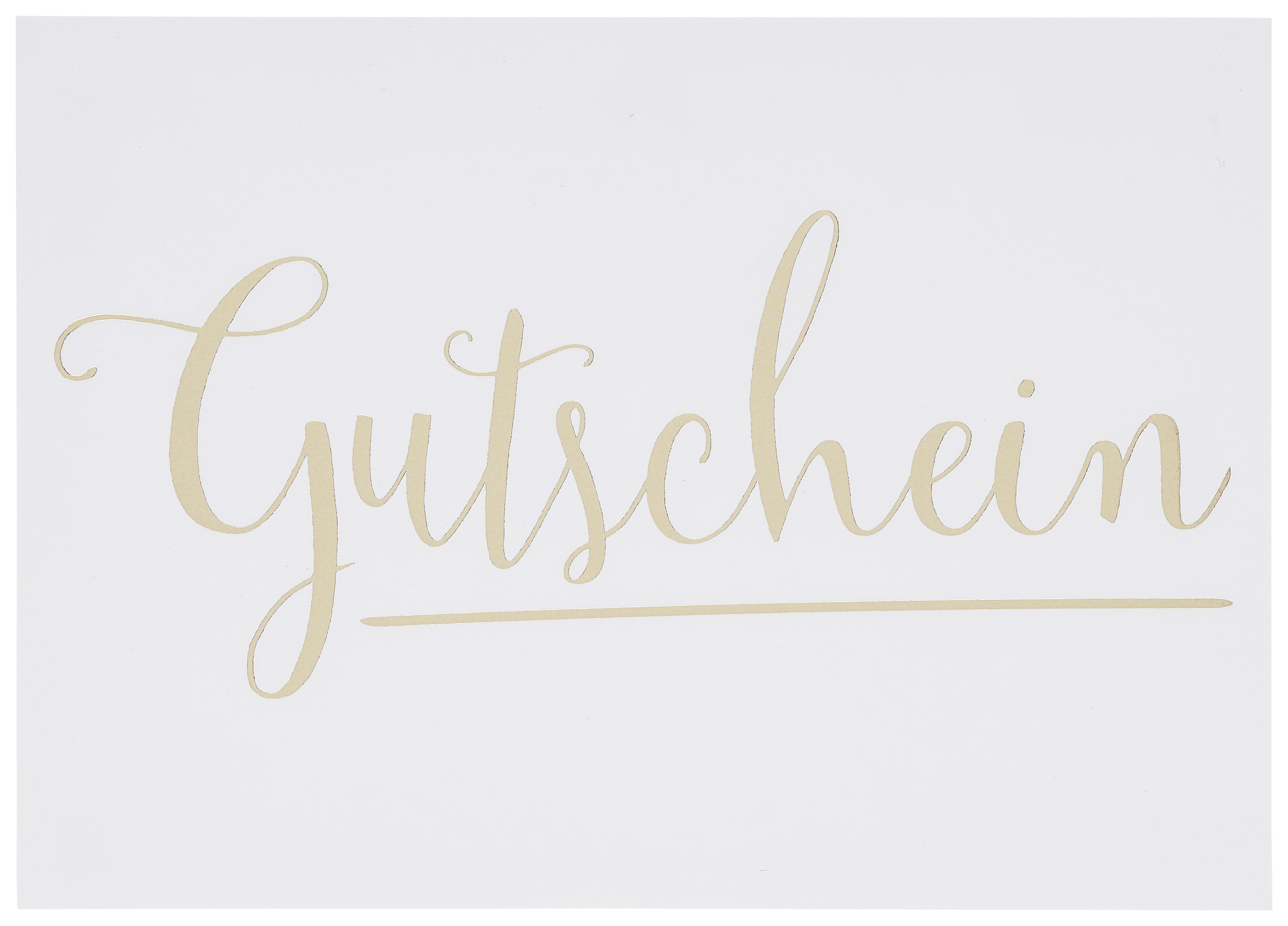 Postkarte Gutschein - Goldfarben/Weiß, Papier (14,8/10,5cm)