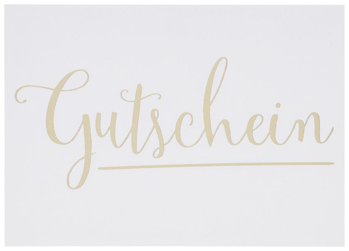 Postkarte Gutschein - Goldfarben/Weiß, Papier (14,8/10,5cm)