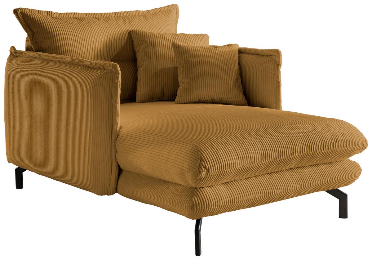 Relaxsessel Lava Goldfarben Cord - Goldfarben/Schwarz, MODERN, Textil/Metall (111/101/167cm) - Livetastic