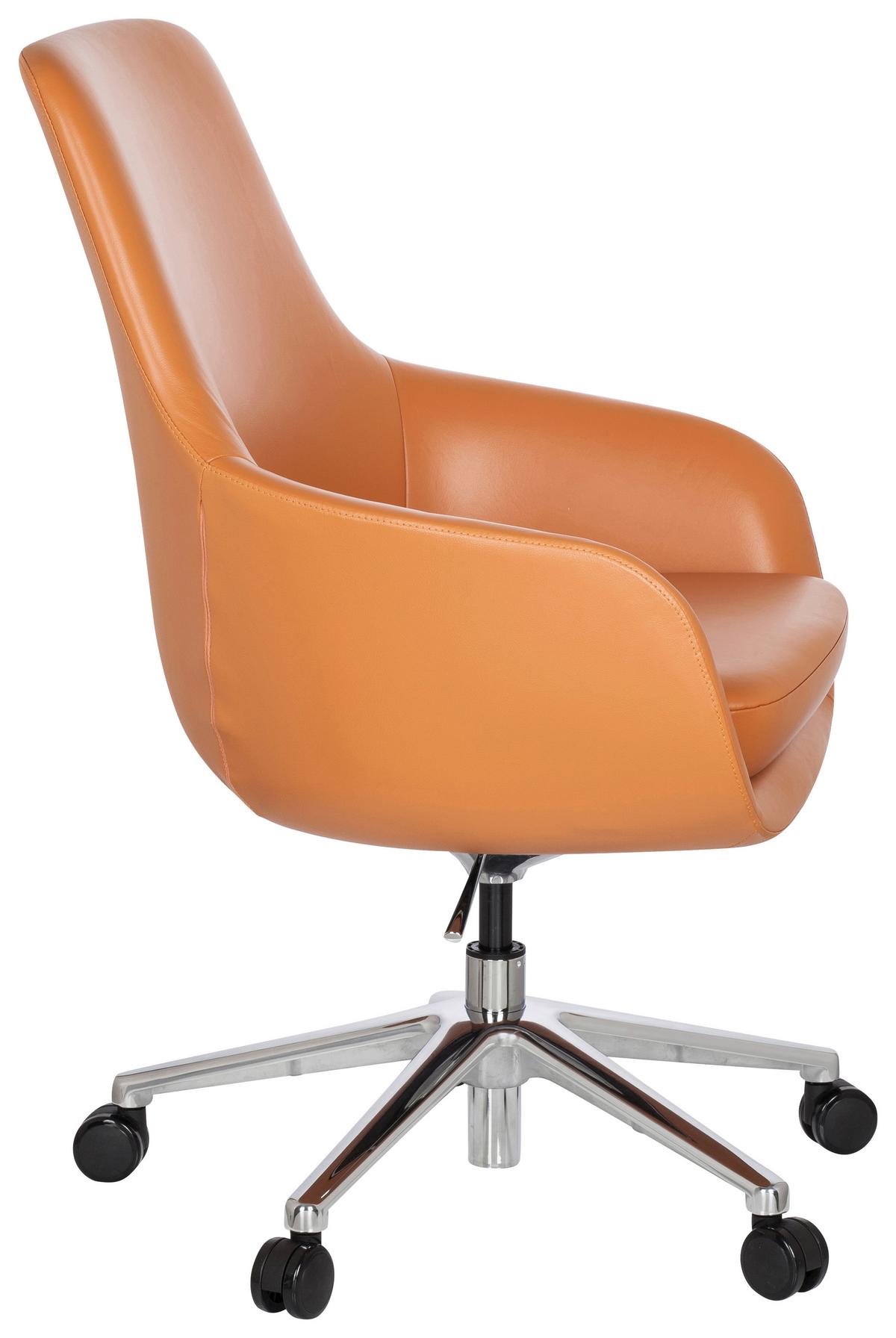 Pisarniški Stol Bareno, Oranžna - barve aluminija/oranžna, Moderno, kovina/umetna masa (65/104/54cm) - MID.YOU