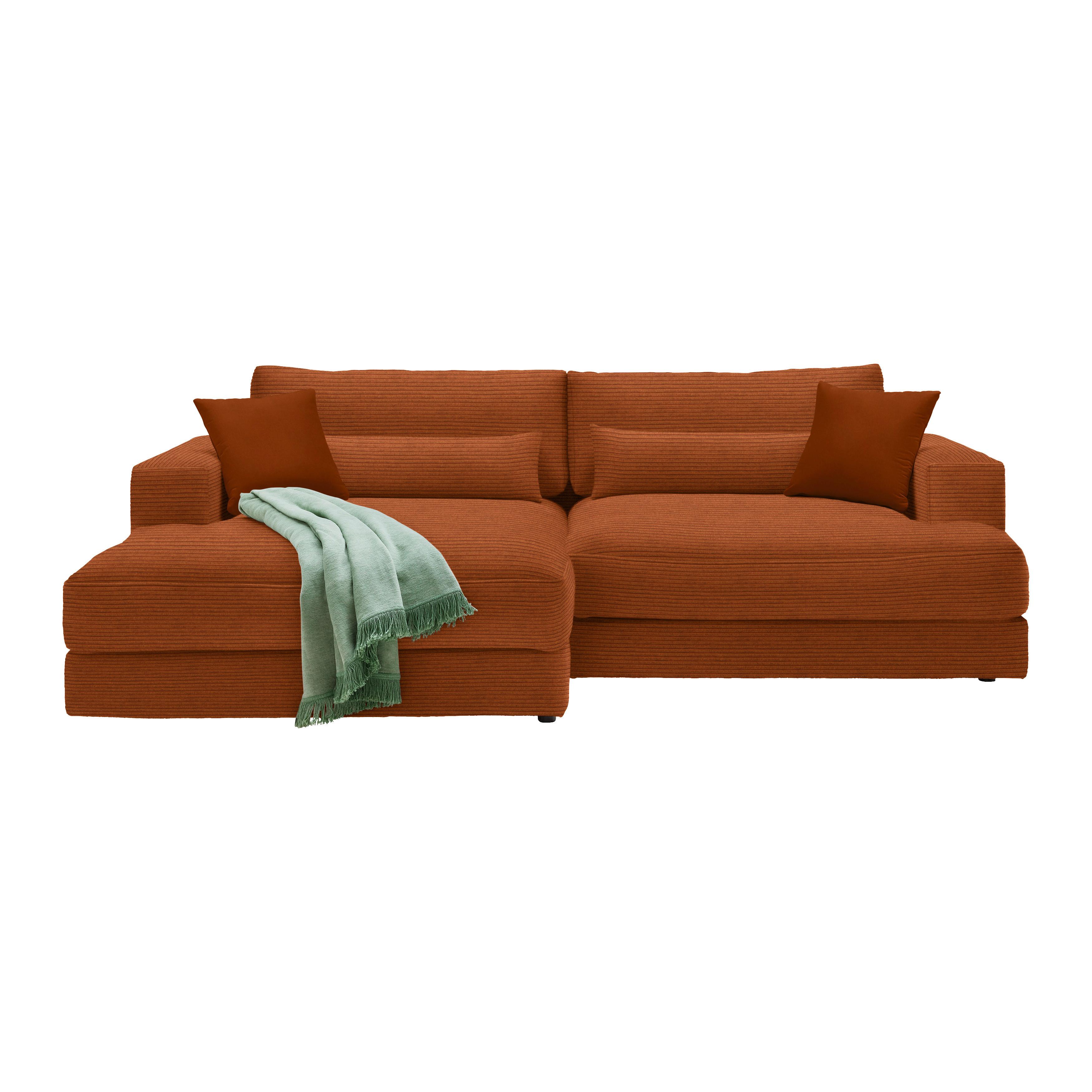 Ecksofa Fabiona links Rostfarben - Rostfarben/Schwarz, MODERN, Holz/Kunststoff (194/85/268cm) - Premium Living