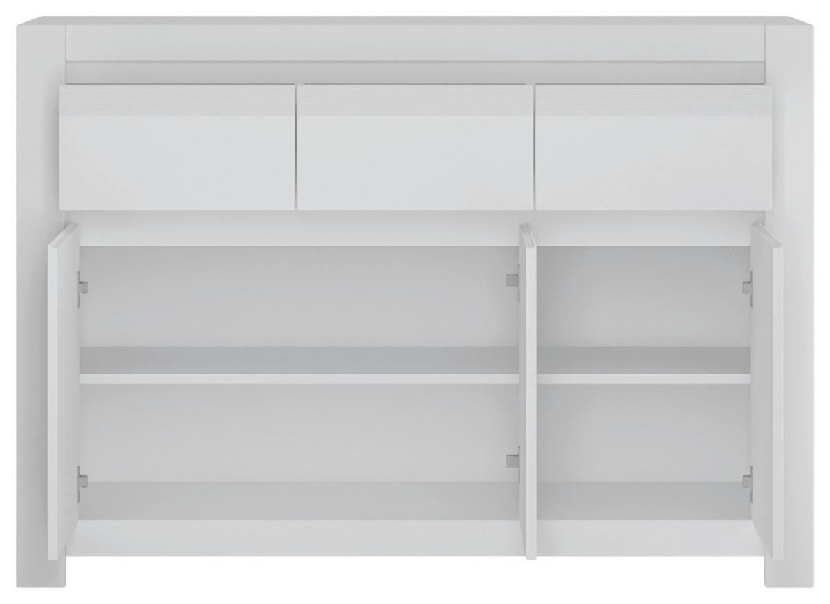 Komoda Novi - bijela/crna, Moderno, drvni materijal/plastika (130/92/42,2cm) - Premium Living