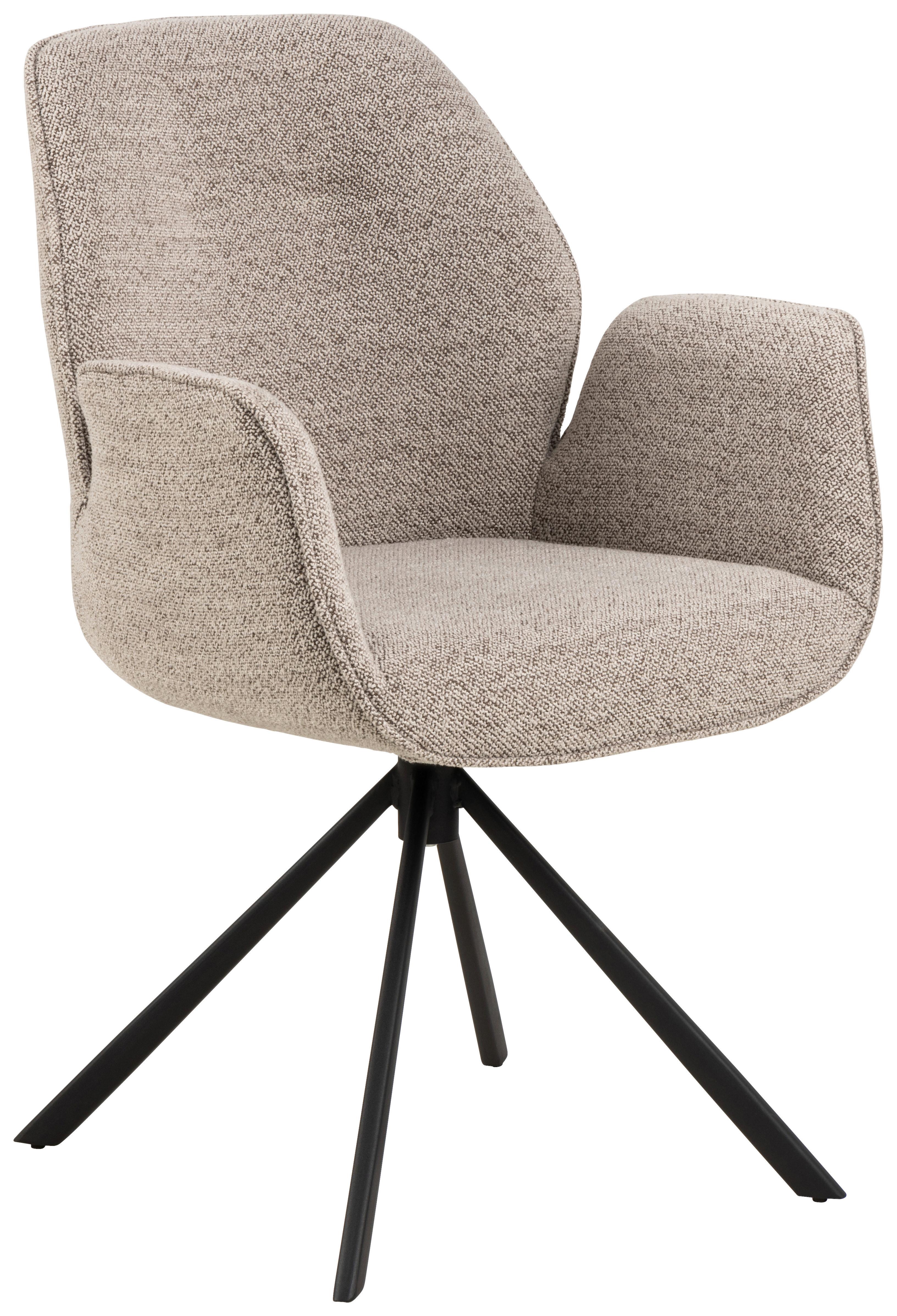 KRZESŁO Z PODŁOKIETNIKAMI AURA - beżowy/czarny, Design, metal/tkanina (60,5/90/62cm) - MID.YOU