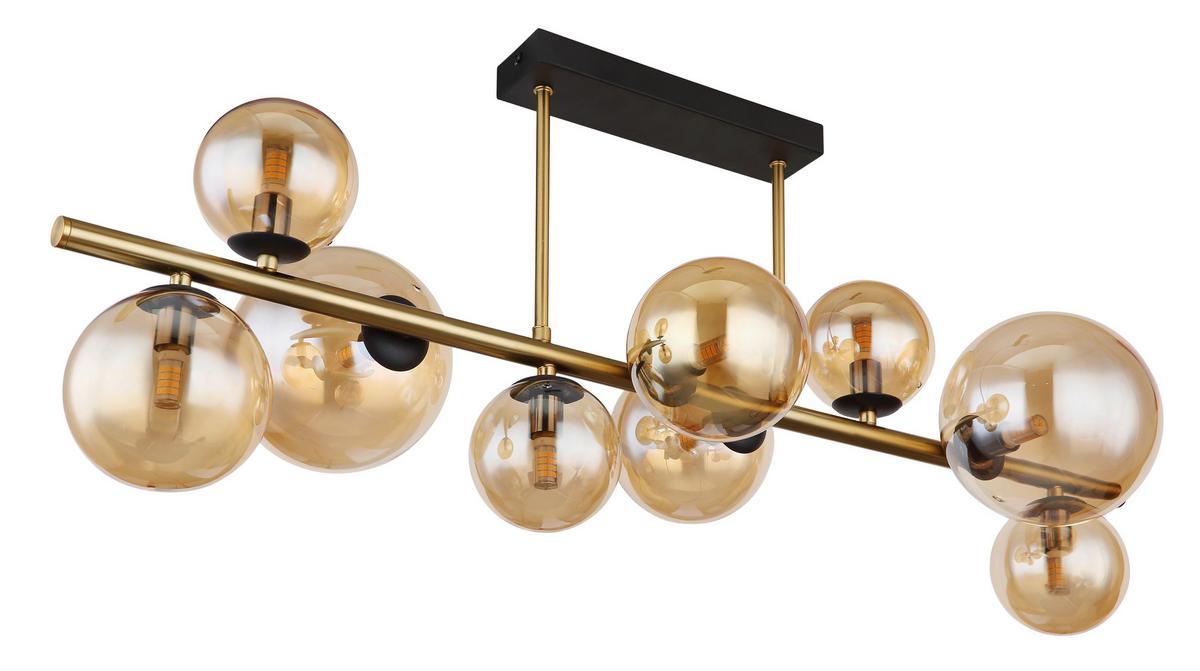 LED-Deckenleuchte Riha max. 3,5 Watt - Messingfarben/Schwarz, Design, Glas/Metall (87/30/38cm) - Globo