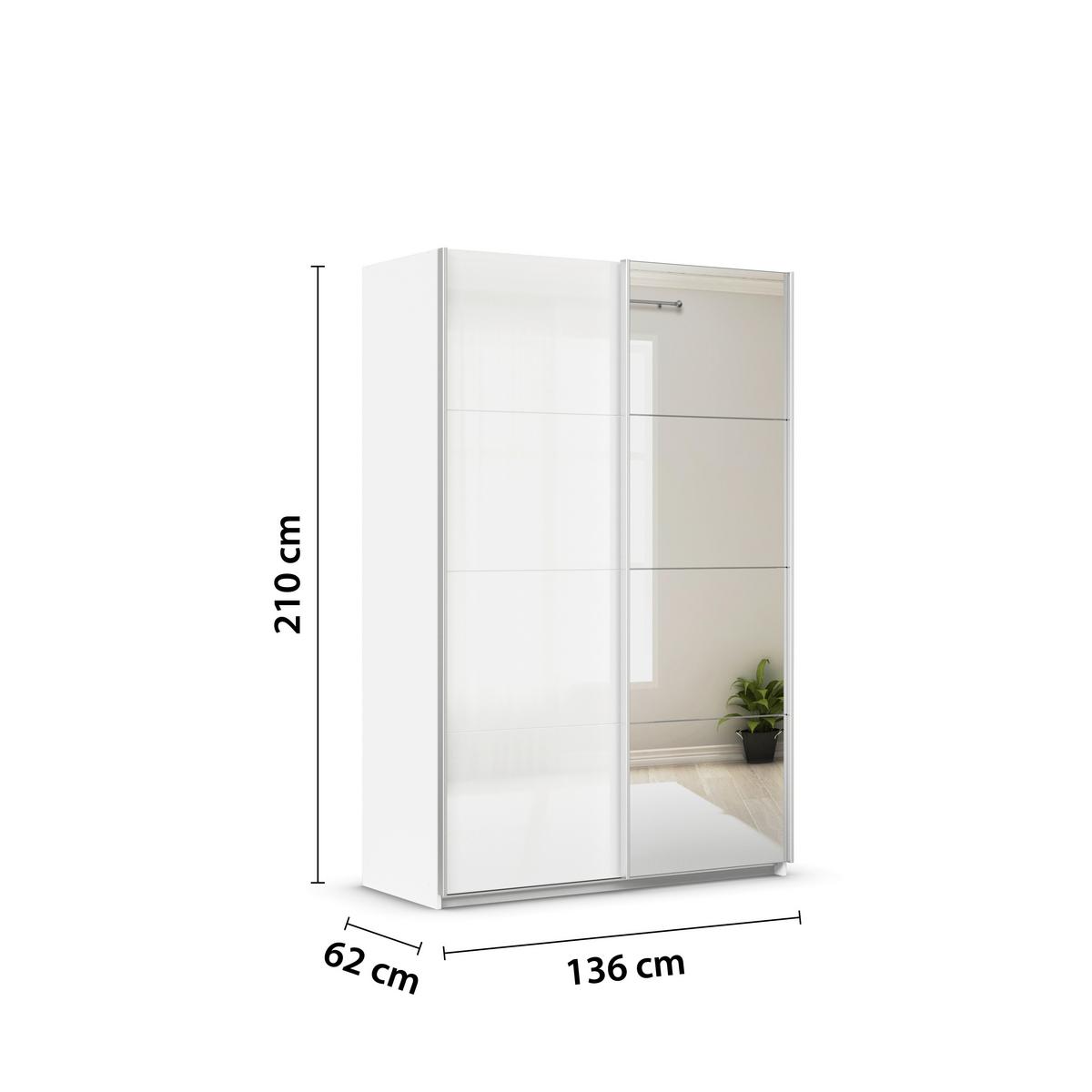 DULAP USI CULISANTE FELDKIRCH - argintiu/alb, Modern, material pe bază de lemn (136/210/62cm)