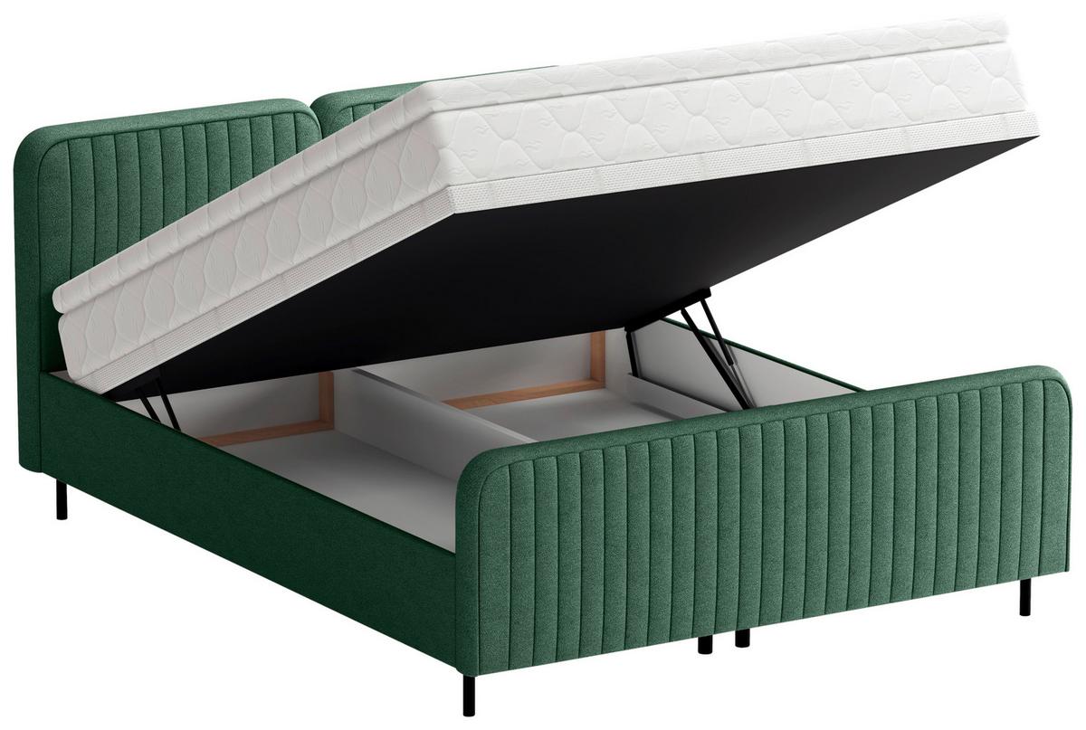 Boxbett Livetto Grün ca. 180x200cm - Schwarz/Grün, KONVENTIONELL, Holz/Textil (180/200cm) - Mömax