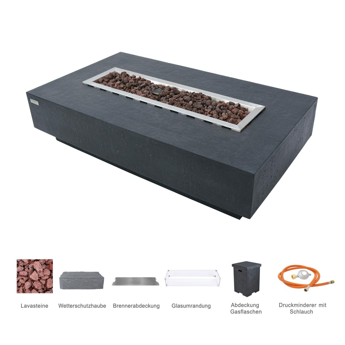 Feuerstelle Hampton Dunkelgrau - Dunkelgrau, KONVENTIONELL, Stein/Metall (35/35/142cm) - Gardenson