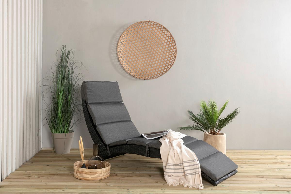 Sonnenliege Archie ca. 64x84x158 cm Schwarz - Schwarz, KONVENTIONELL, Kunststoff (64/84/158cm) - Gardenson