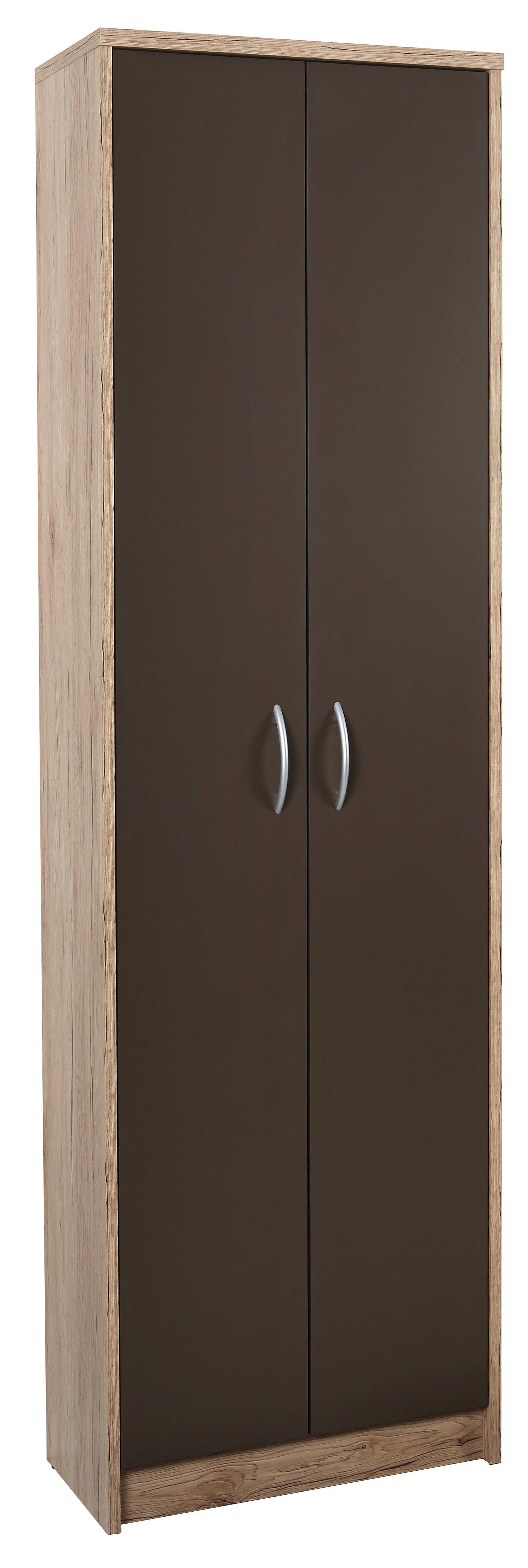 Omara Za Oblačila Iza - srebrne barve/barve hrasta, Konvencionalno, umetna masa/leseni material (55/190/26cm) - Mömax