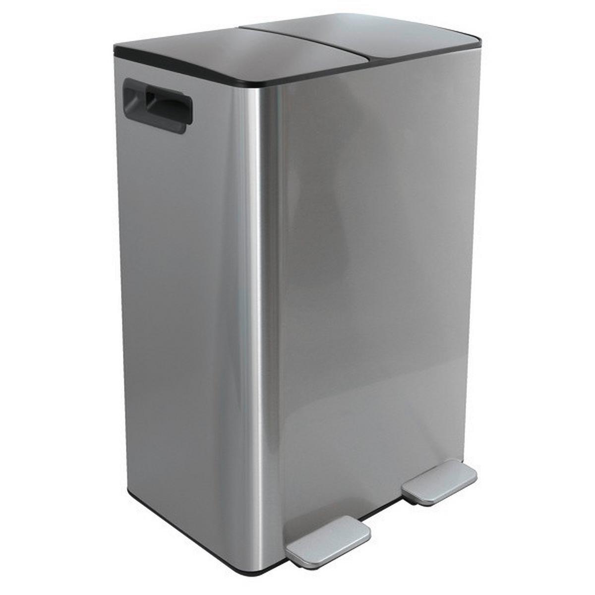 Treteimer Aliya Brushed - Silberfarben/Schwarz, Basics, Kunststoff/Metall (45/30cm) - Spirella