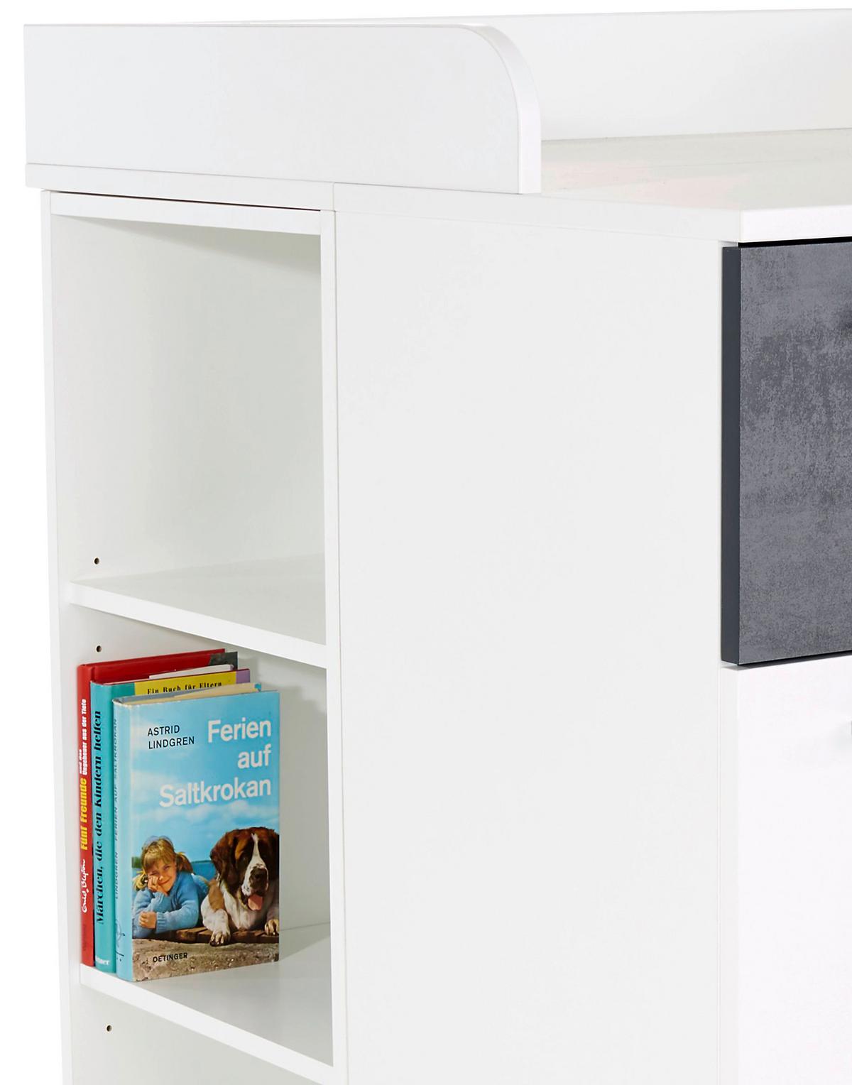 Comodă pentru înfășat Star - alb/gri închis, Konventionell, material pe bază de lemn (89/100,9/78cm)