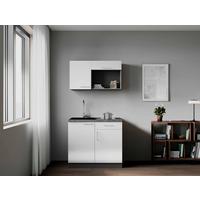 Miniküche Oliver m. Gerät ca. 100cm Weiß - Weiß/Grau, Trend, Holzwerkstoff/Metall (100cm) - Respekta