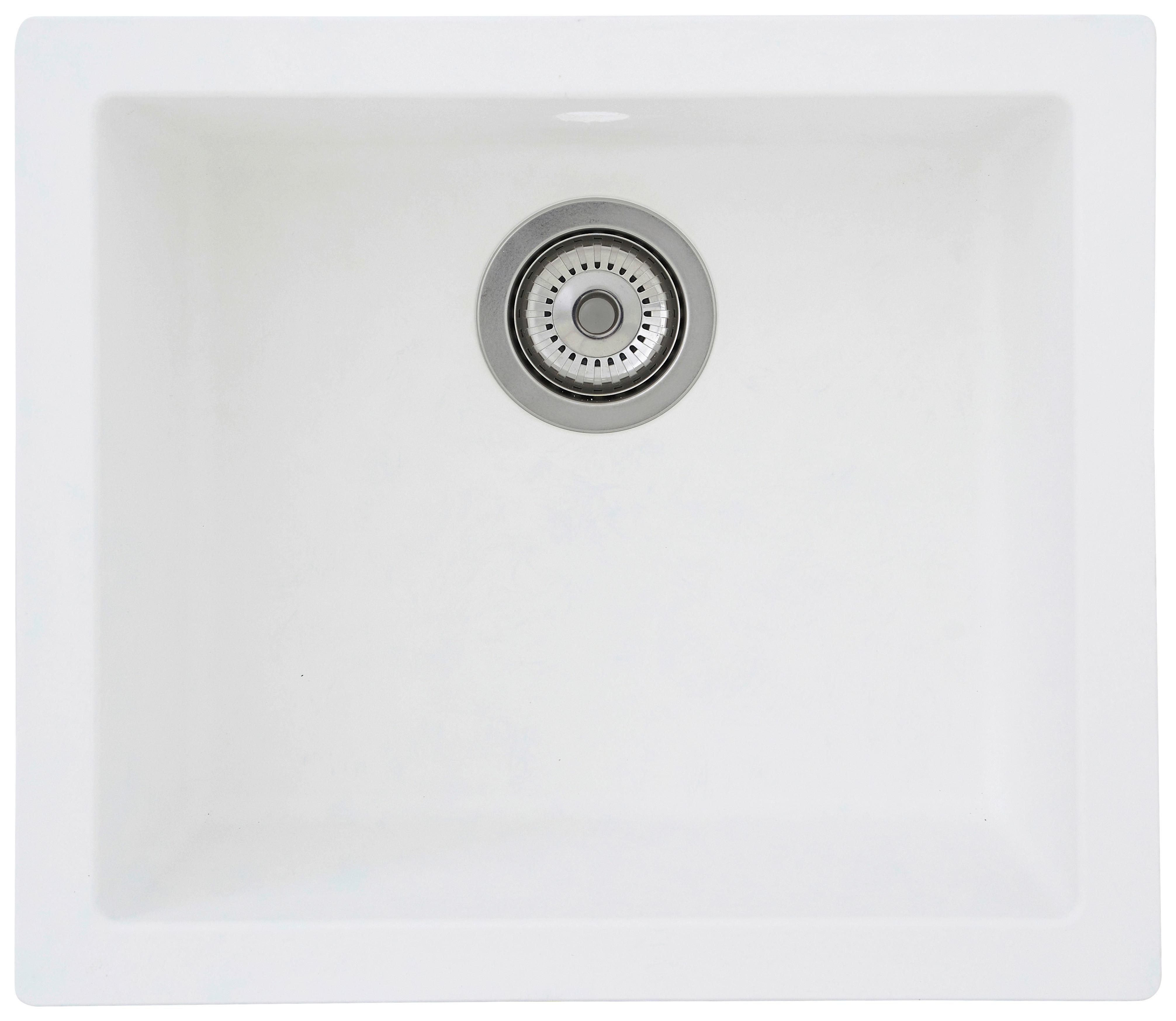 Einbauspüle Ohio ca. 50x19x44 cm Weiß - Weiß, Trend, Glas/Kunststoff (50/19/44cm) - Respekta