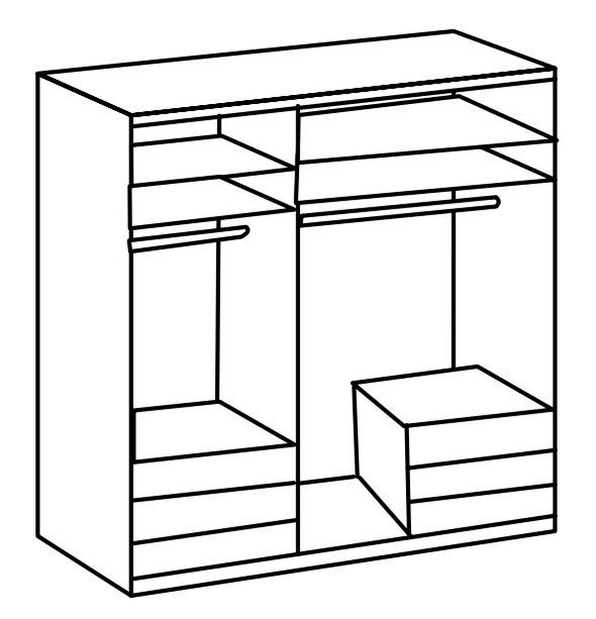 Drehtürenschrank mit Laden B: 150 cm Graphitf./Eiche Dekor - Chromfarben/Eichefarben, MODERN, Holzwerkstoff (150/236/58cm) - MID.YOU
